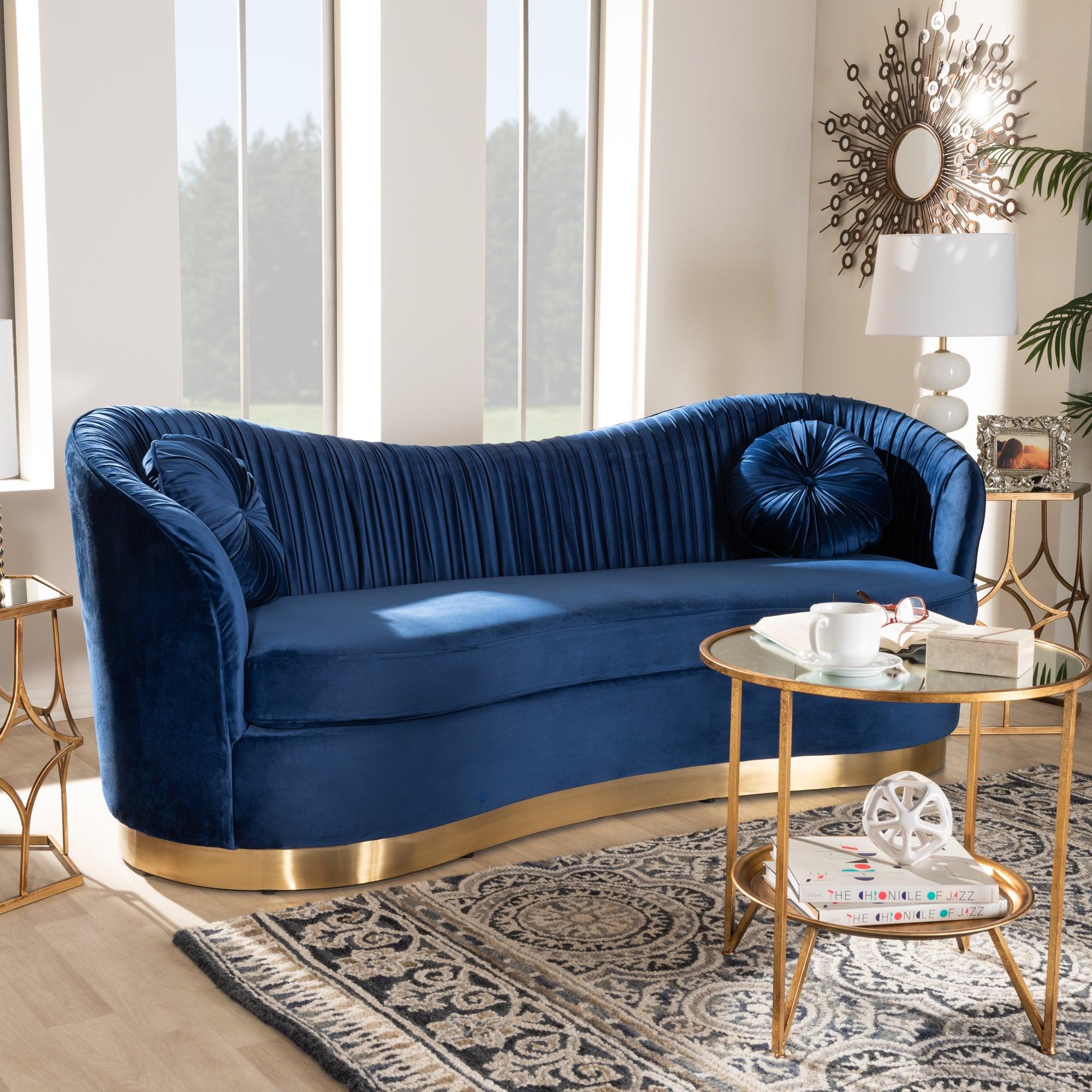 Nevena Glam Royal Velvet Fabric Upholstered -Finished Sofa