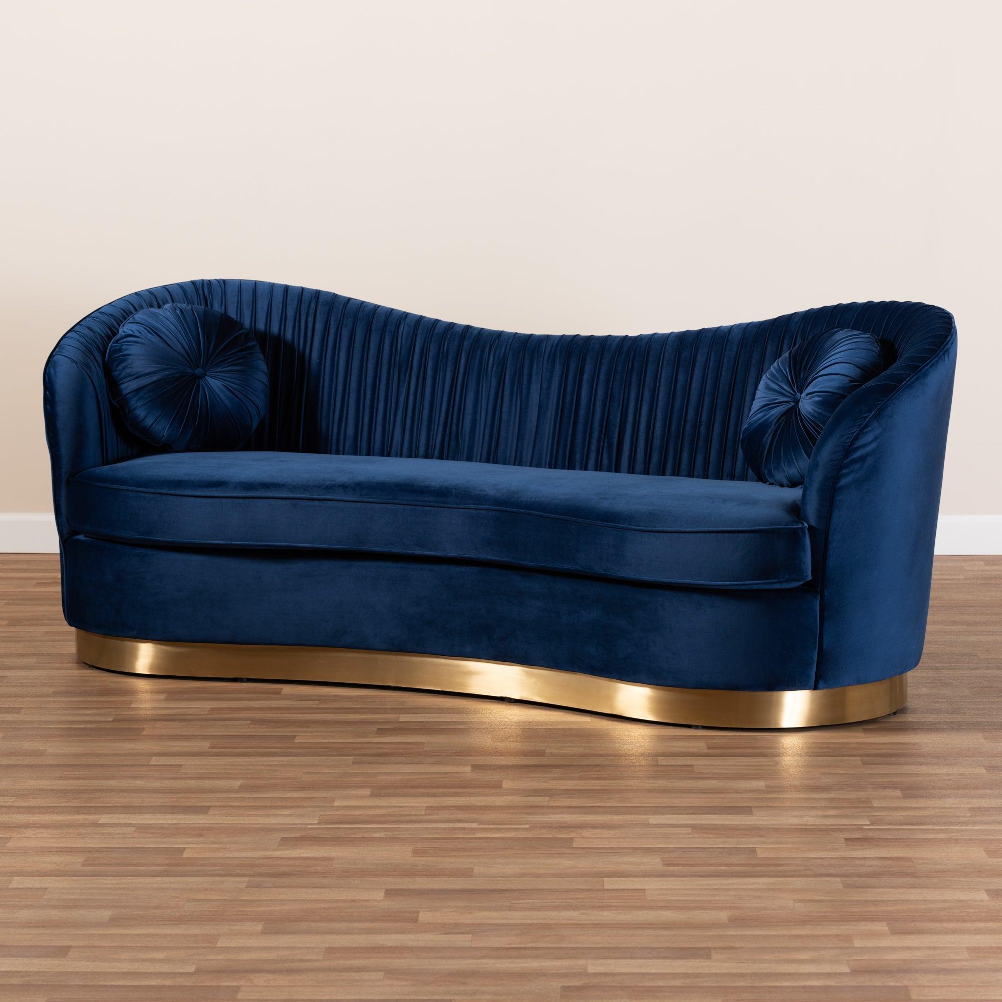 Nevena Glam Royal Velvet Fabric Upholstered -Finished Sofa