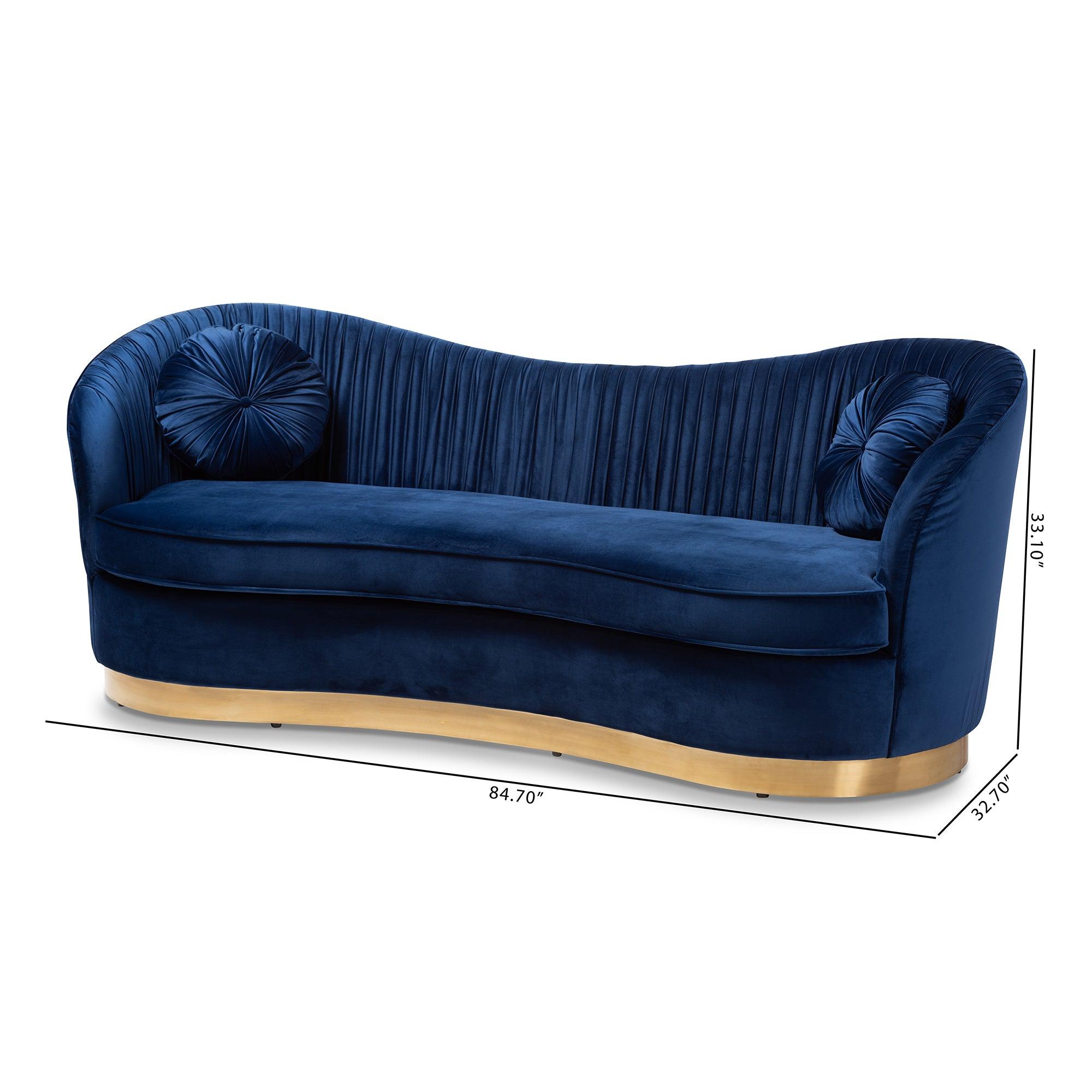 Nevena Glam Royal Velvet Fabric Upholstered -Finished Sofa