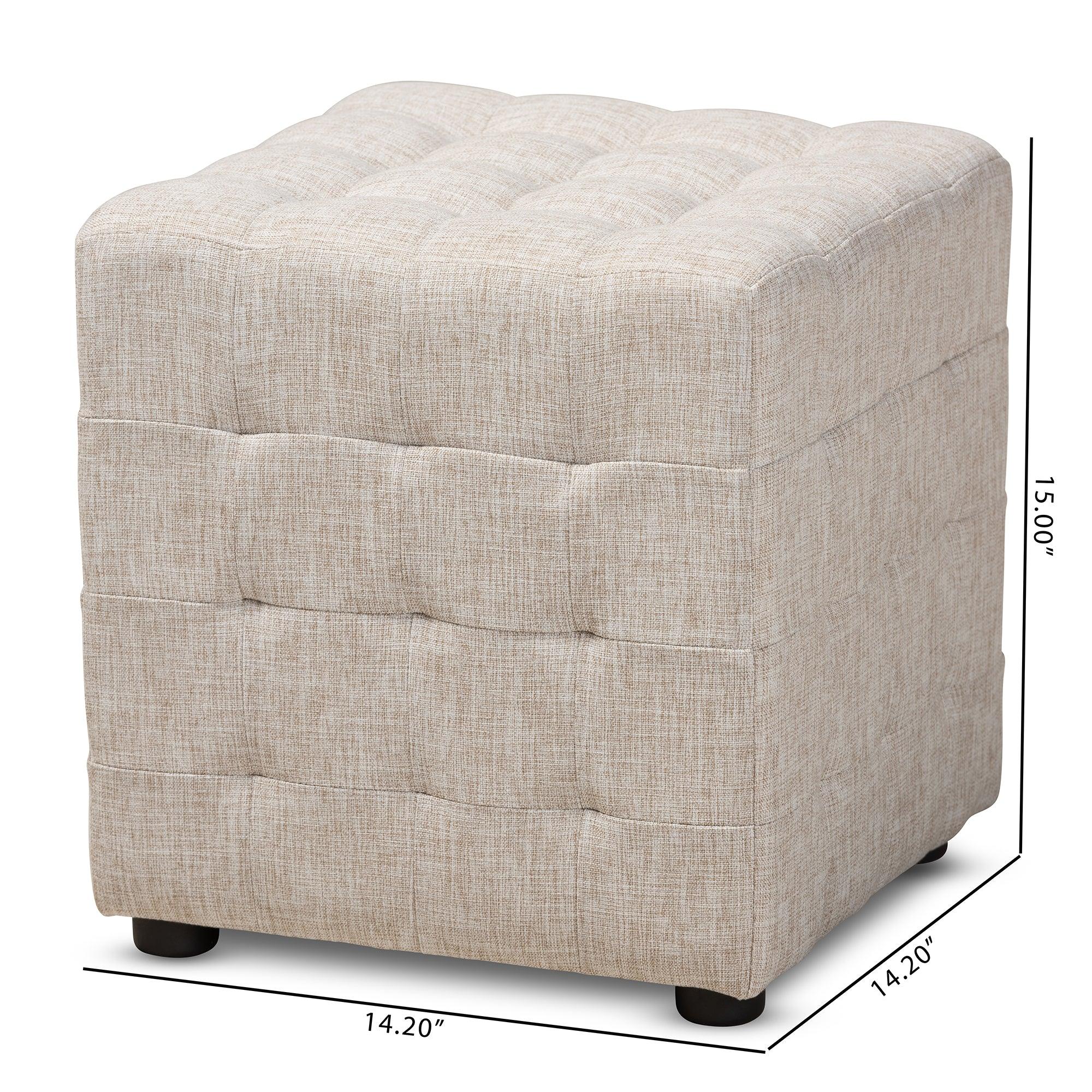 Elladio Modern and Contemporary Fabric Upholstered Tufted Cube Ottoman Set of 2