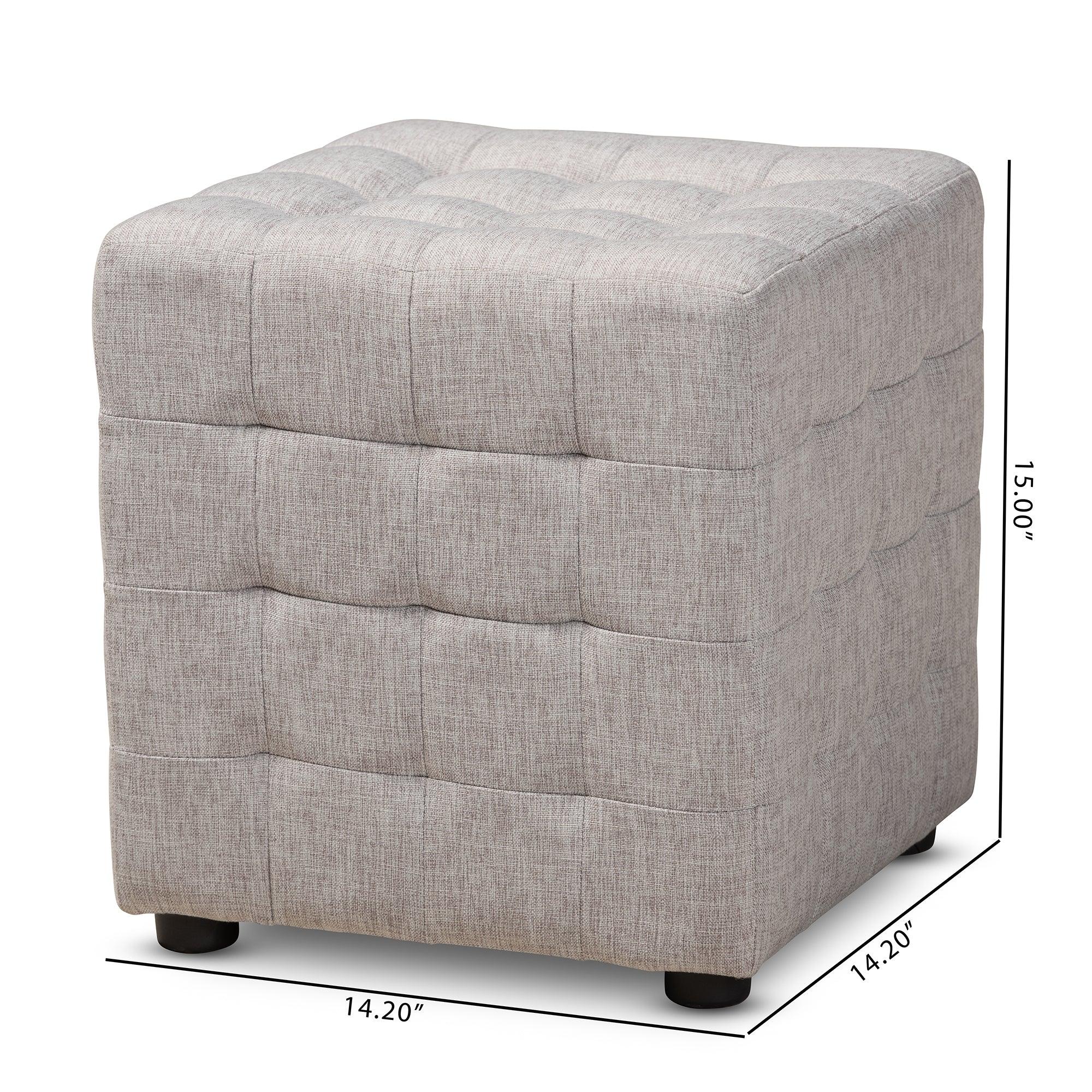 Elladio Modern and Contemporary ish Fabric Upholstered Tufted Cube Ottoman Set of 2