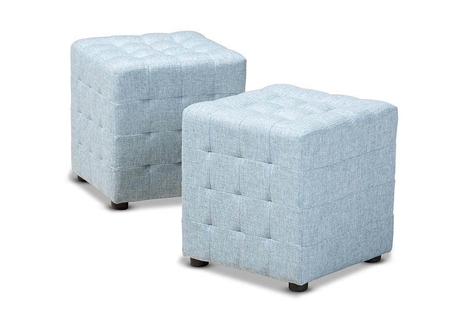 Elladio Modern and Contemporary Fabric Upholstered Tufted Cube Ottoman Set of 2