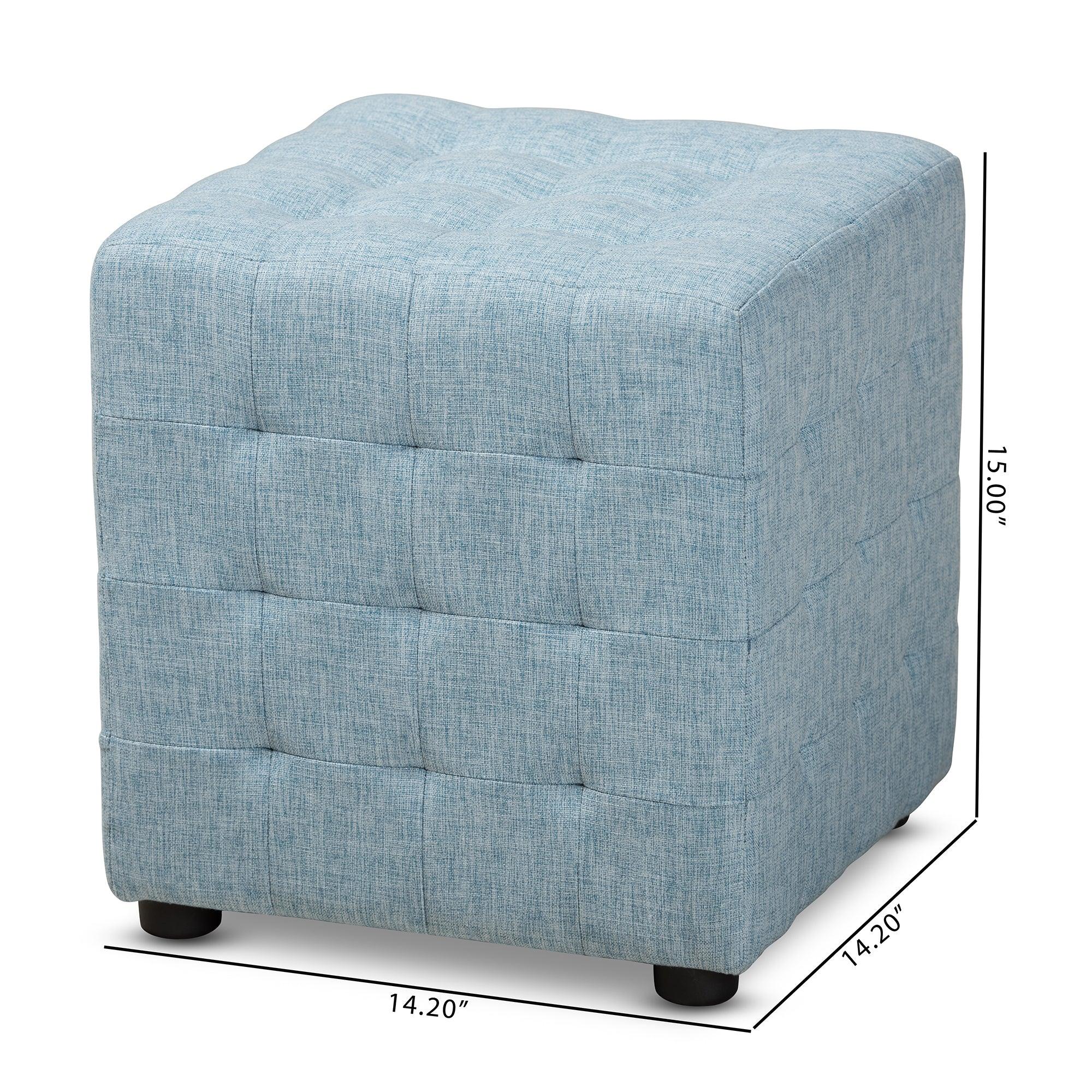 Elladio Modern and Contemporary Fabric Upholstered Tufted Cube Ottoman Set of 2