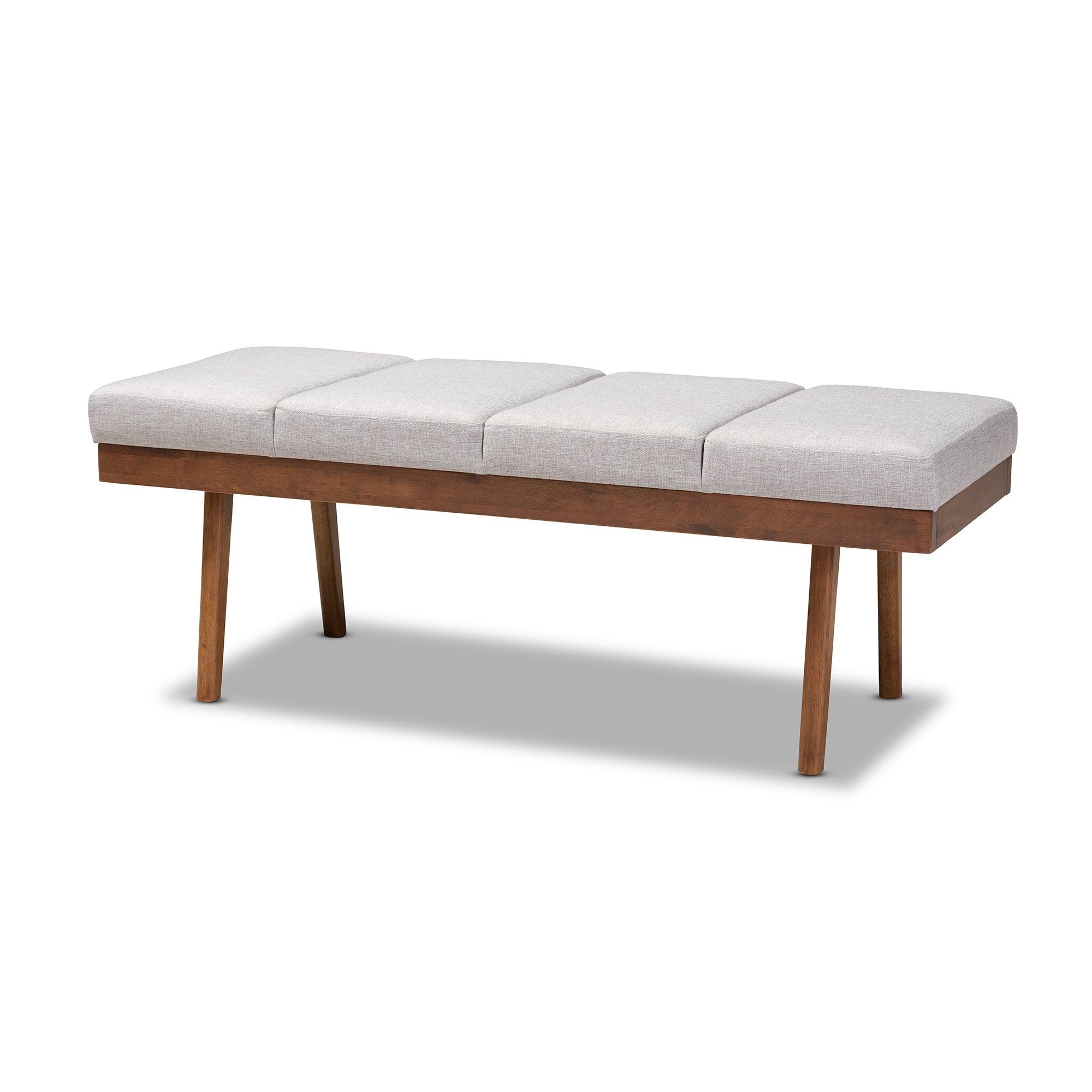 Larisa Mid-Century Modern ish Fabric Upholstered Wood Bench