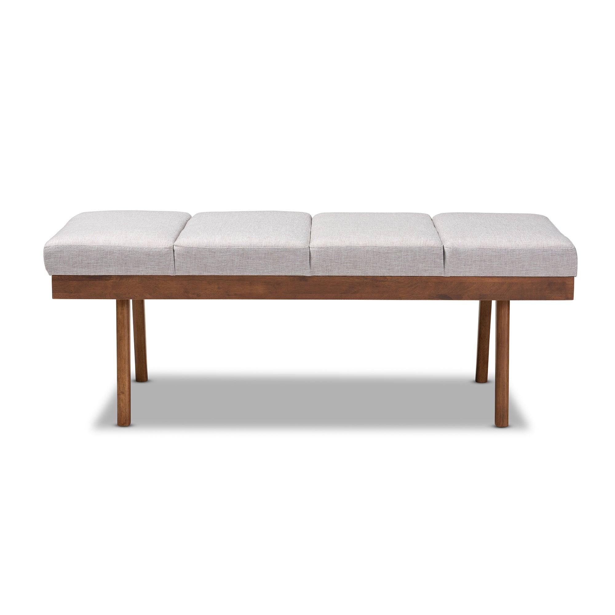 Larisa Mid-Century Modern ish Fabric Upholstered Wood Bench