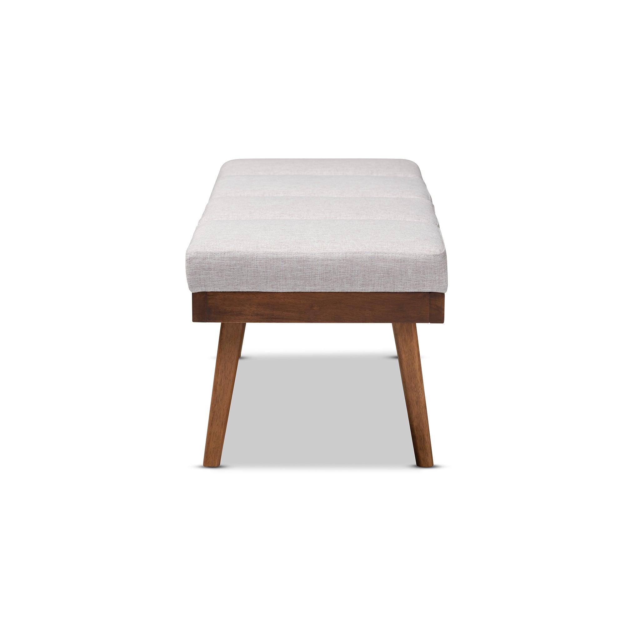 Larisa Mid-Century Modern ish Fabric Upholstered Wood Bench