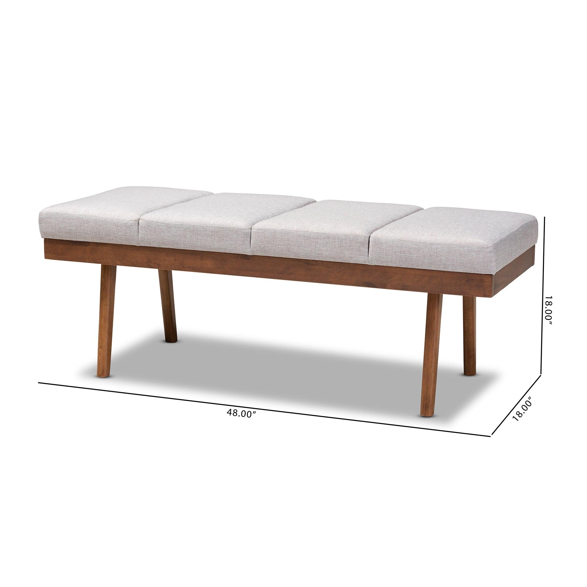 Larisa Mid-Century Modern ish Fabric Upholstered Wood Bench