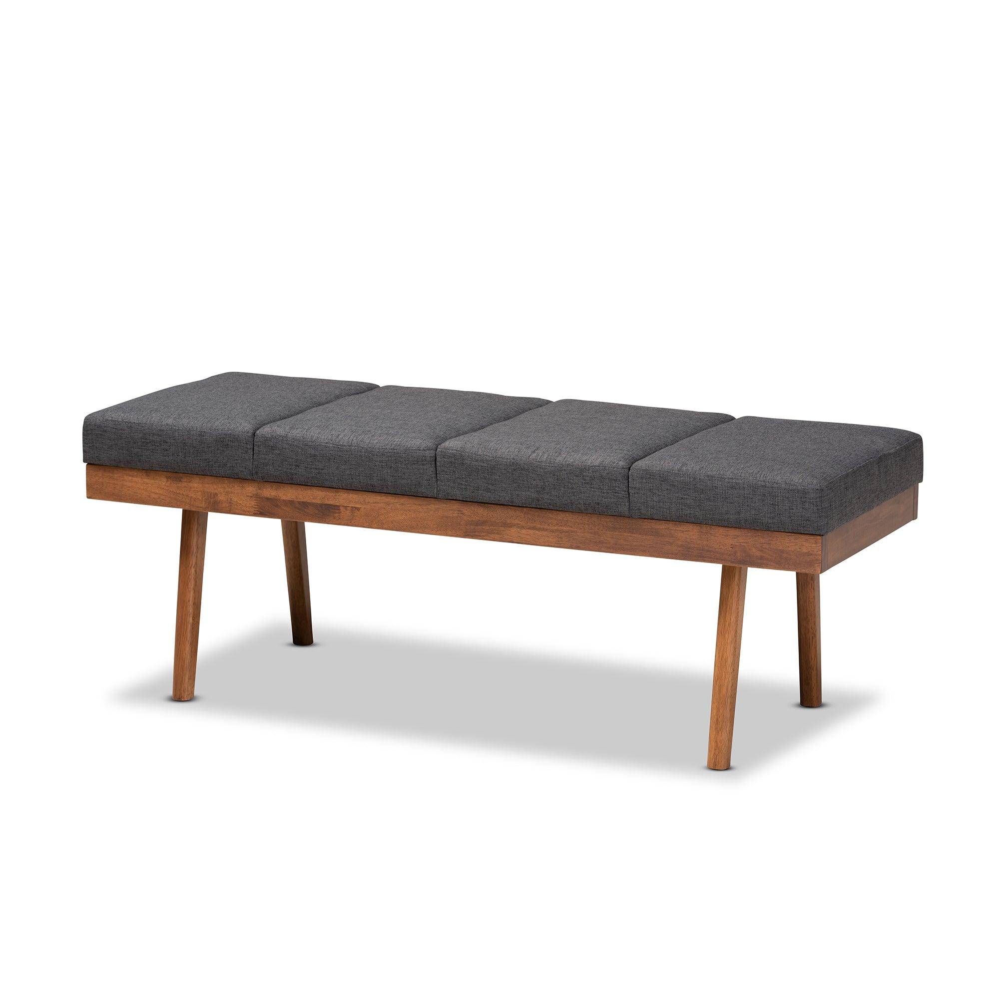 Larisa Mid-Century Modern Fabric Upholstered Wood Bench