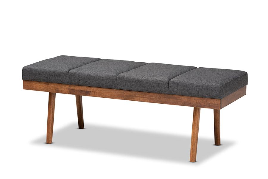 Larisa Mid-Century Modern Fabric Upholstered Wood Bench