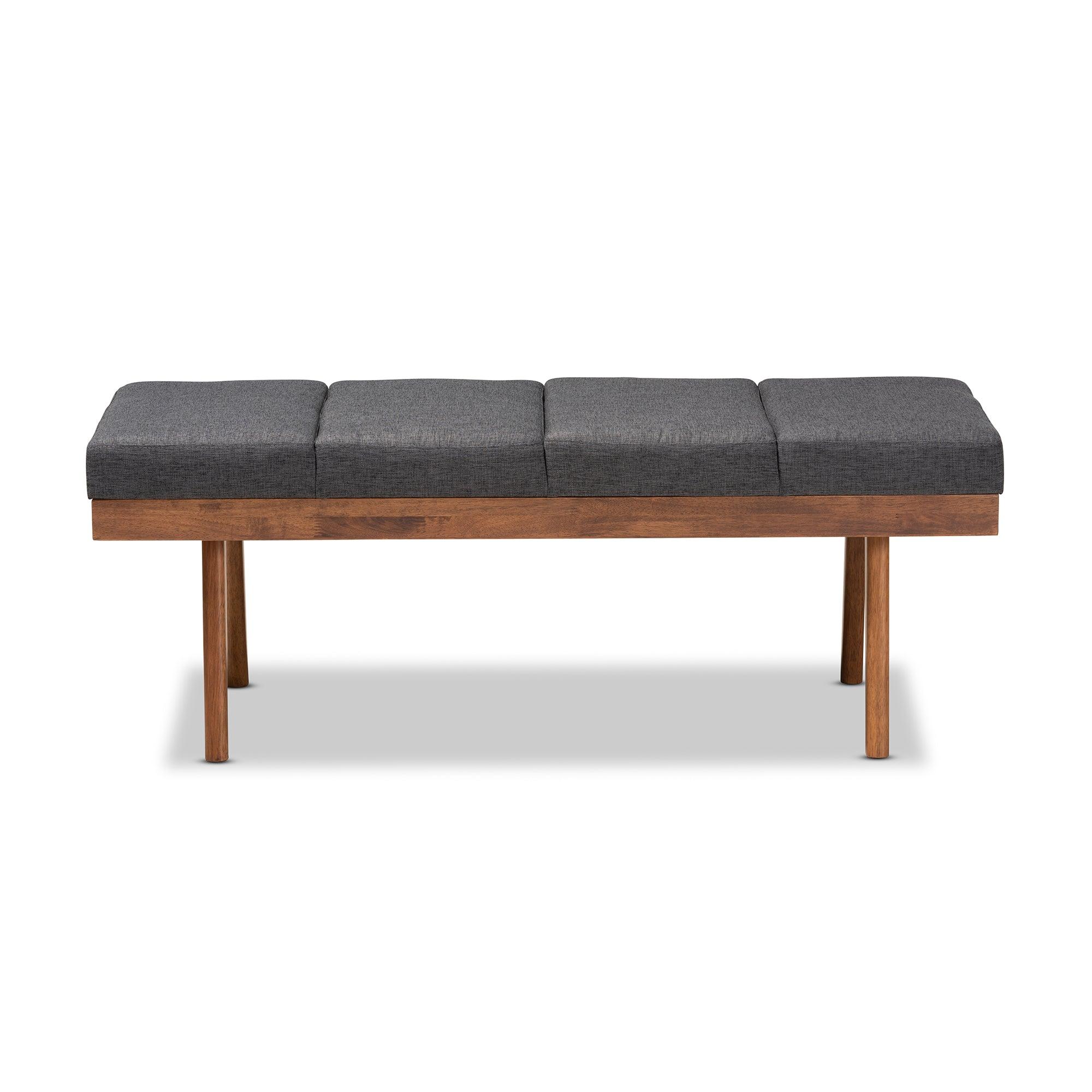 Larisa Mid-Century Modern Fabric Upholstered Wood Bench