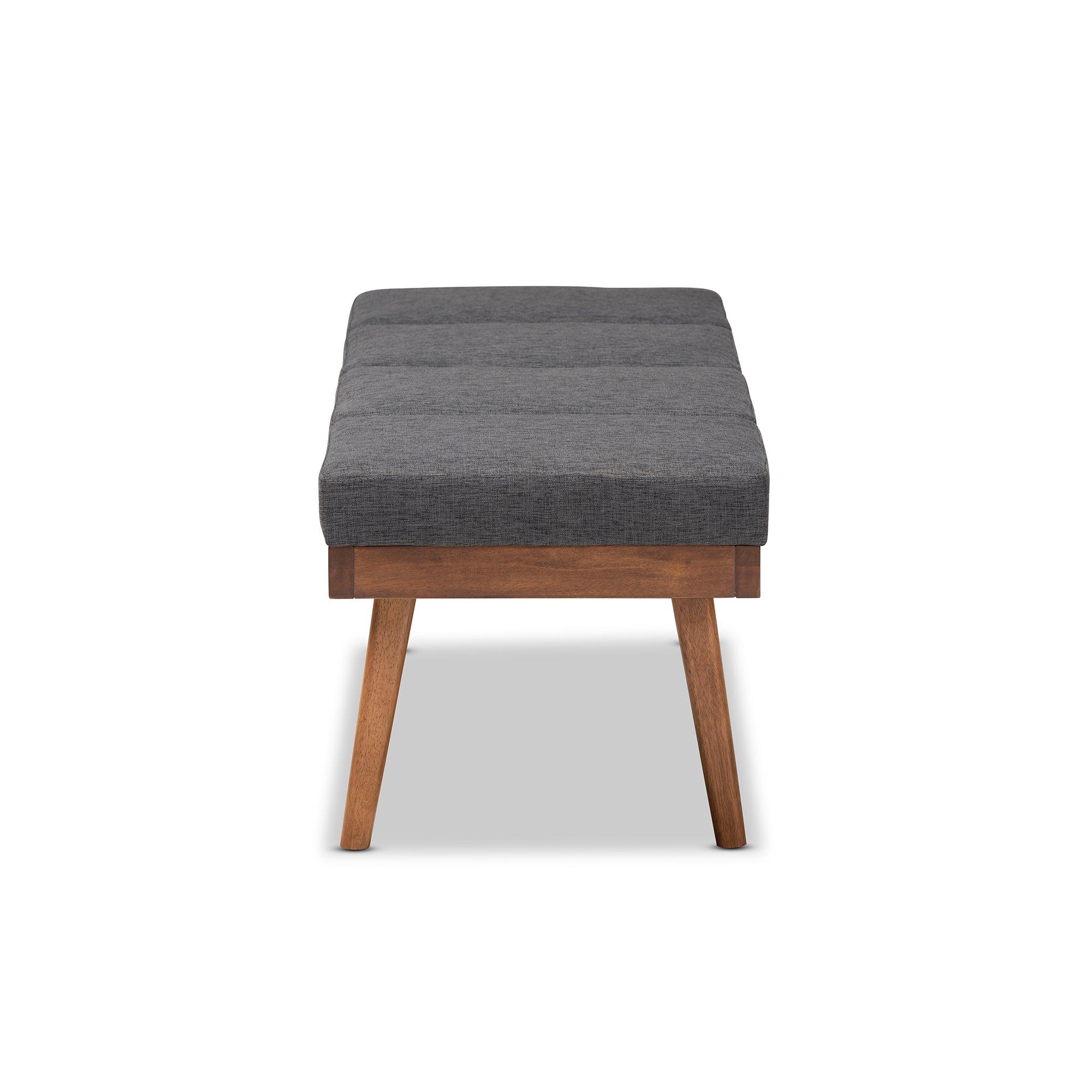 Larisa Mid-Century Modern Fabric Upholstered Wood Bench