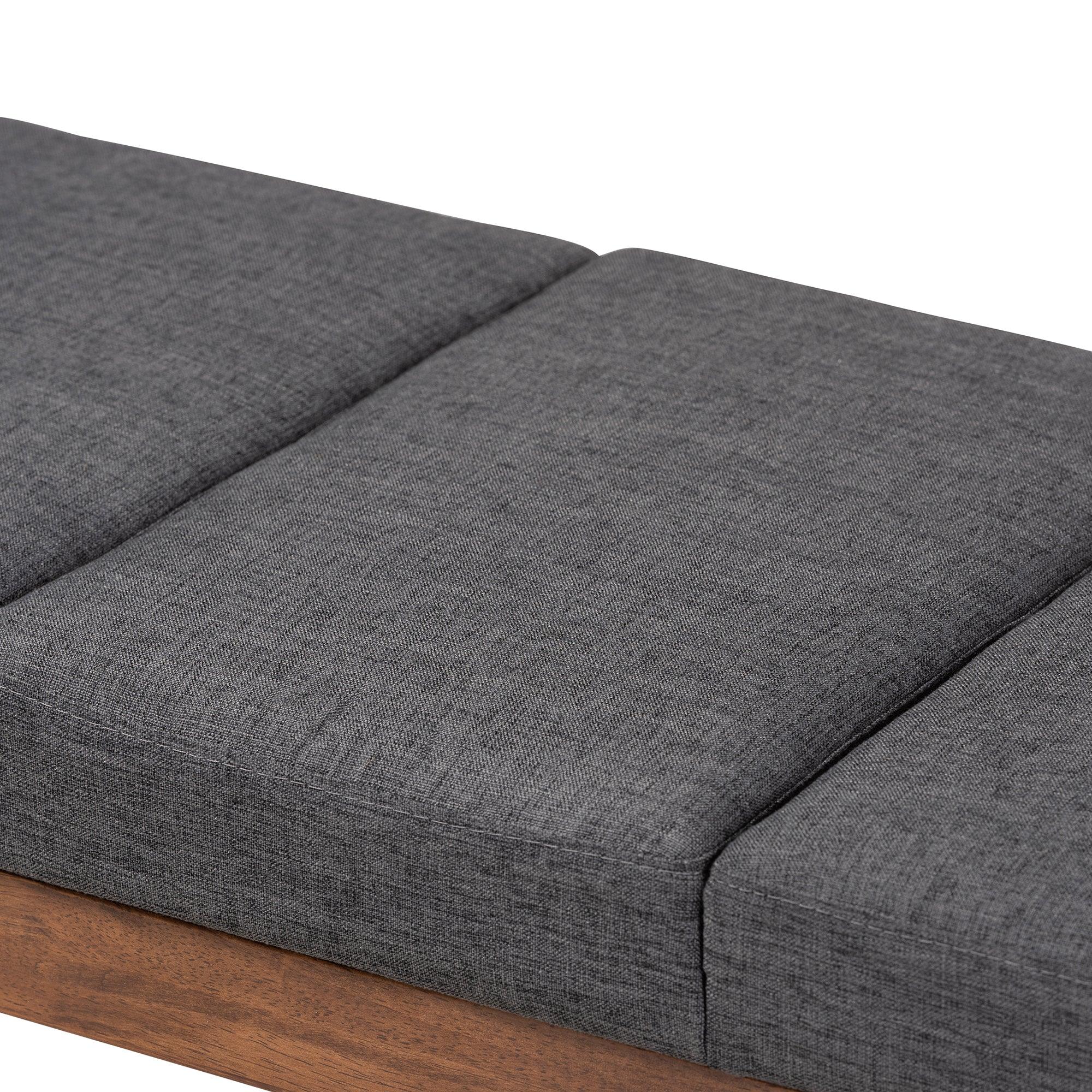 Larisa Mid-Century Modern Fabric Upholstered Wood Bench