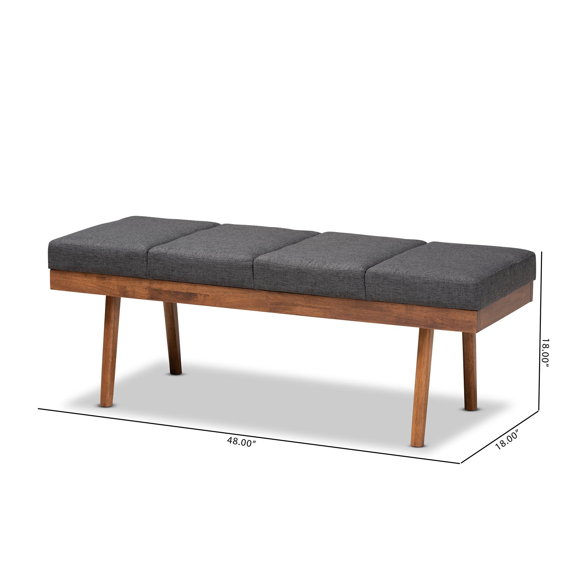 Larisa Mid-Century Modern Fabric Upholstered Wood Bench