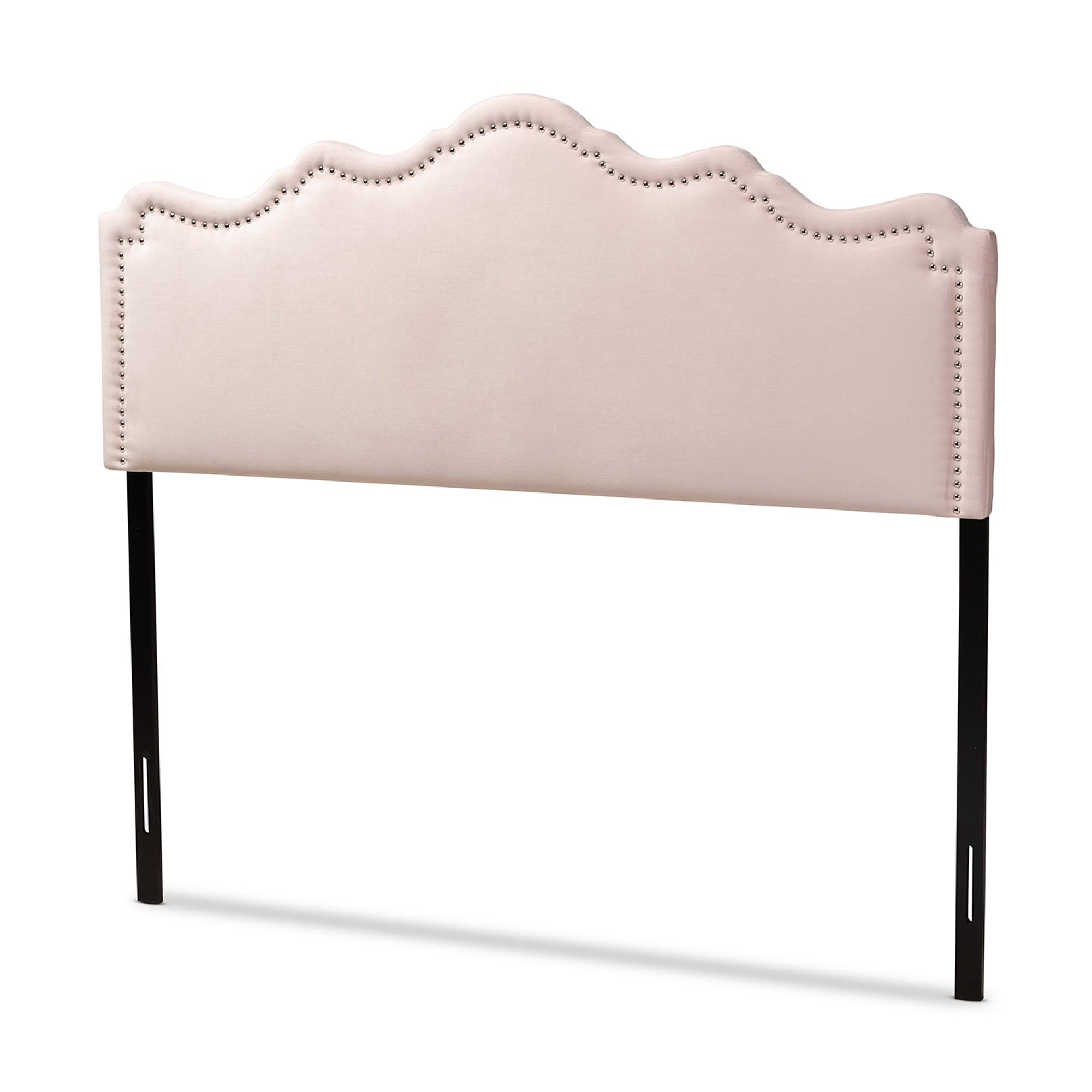 Nadeen Modern and Contemporary Light Velvet Fabric Upholstered Headboard