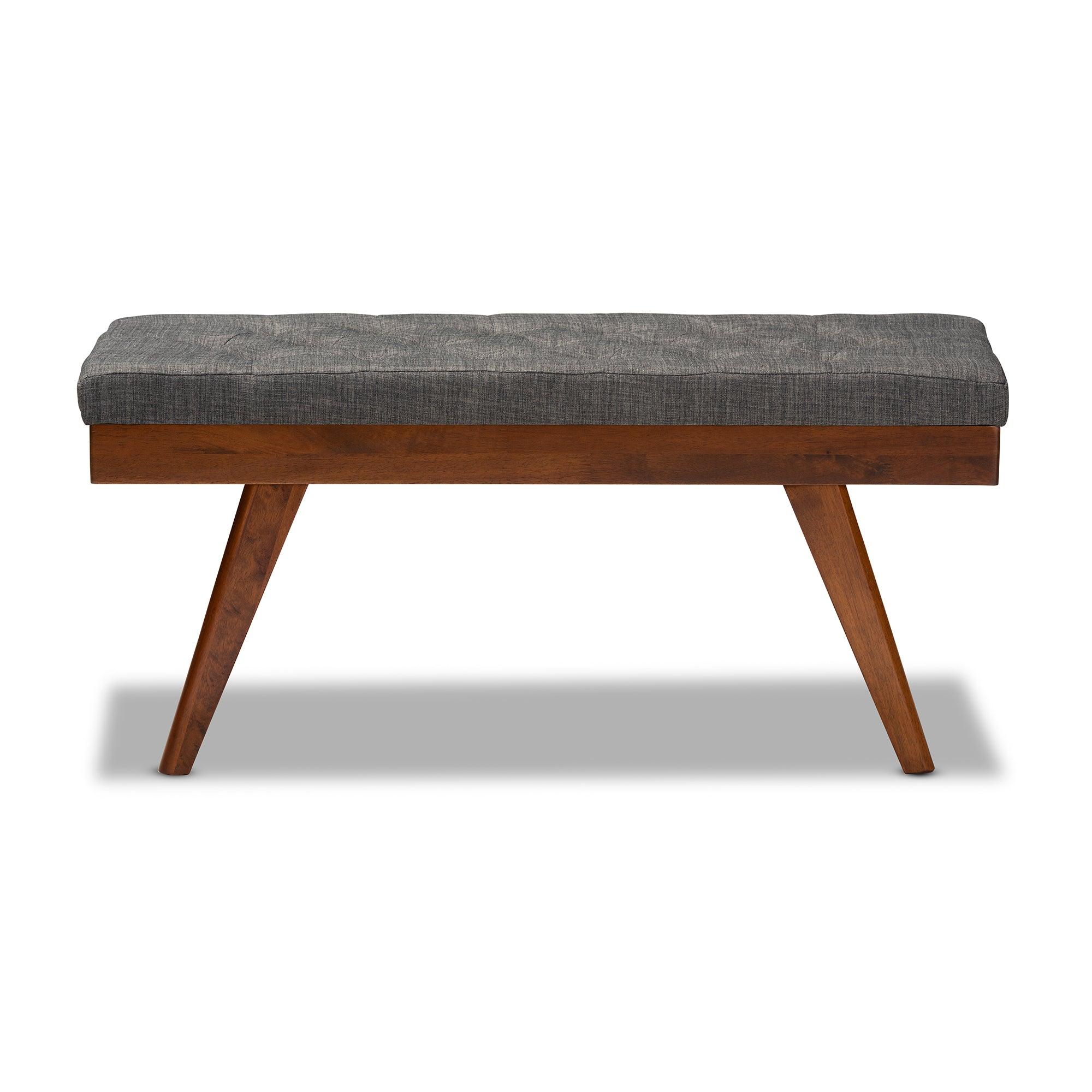 Alona Mid-Century Modern Medium Fabric Upholstered Wood Dining Bench