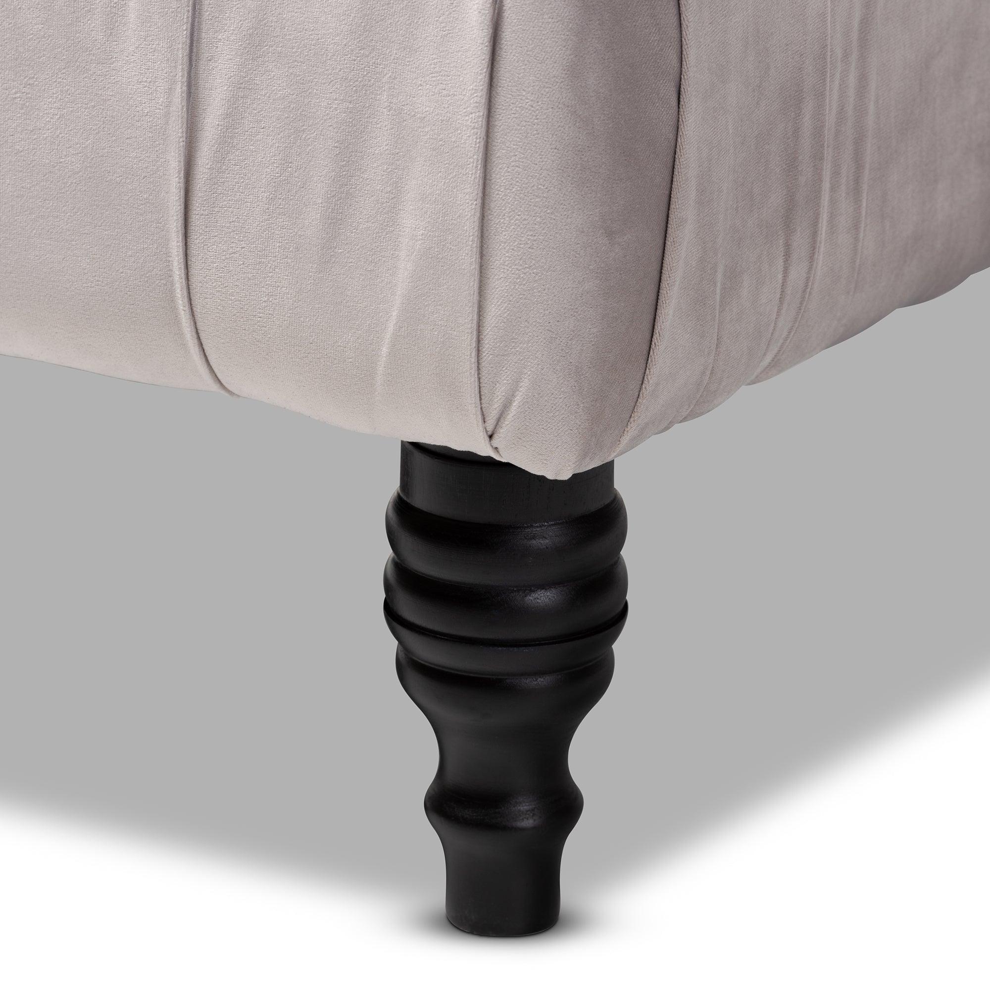 Keswick Transitional Velvet Fabric Upholstered Button Tufted Cocktail Ottoman