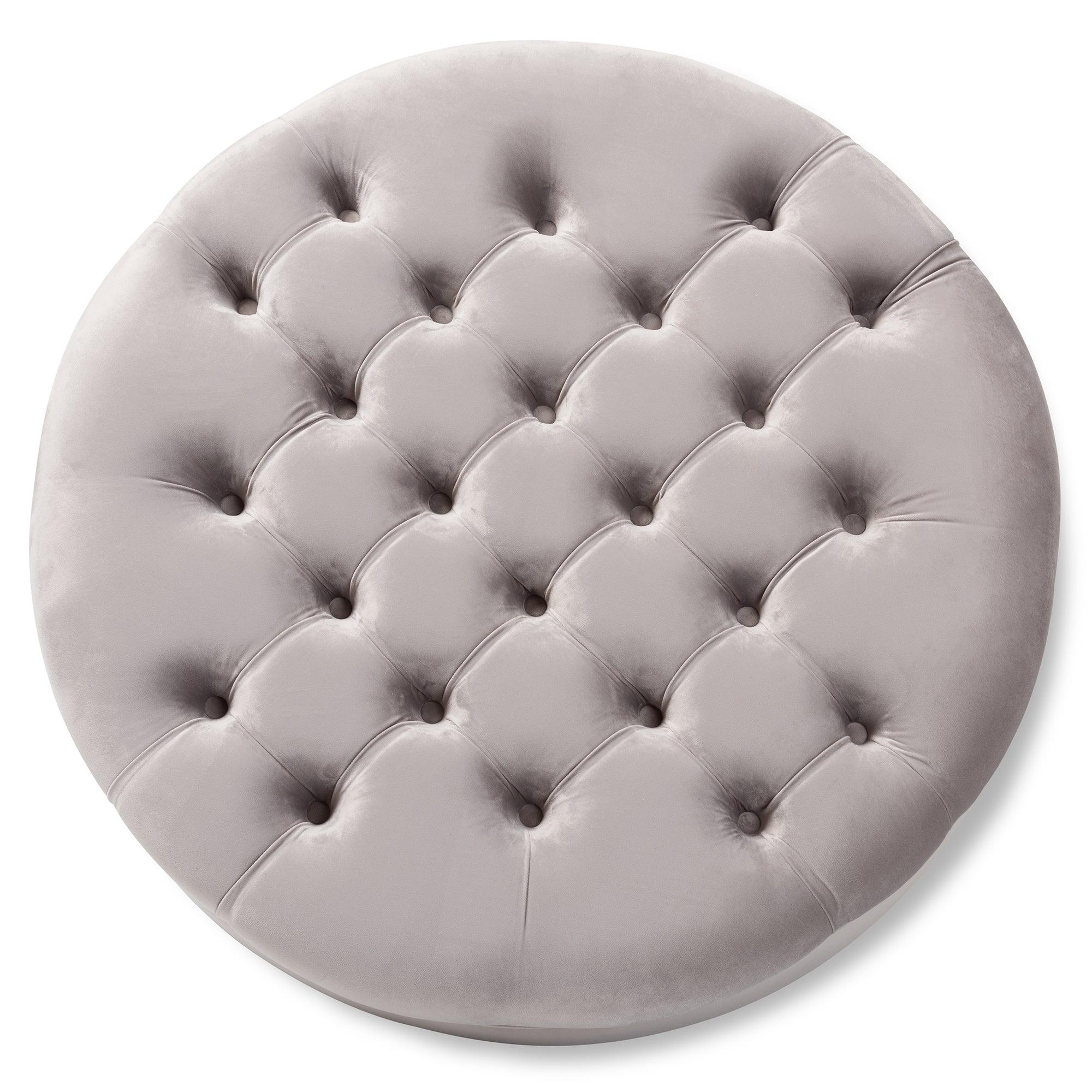 Palfrey Transitional Velvet Fabric Upholstered Button Tufted Cocktail Ottoman