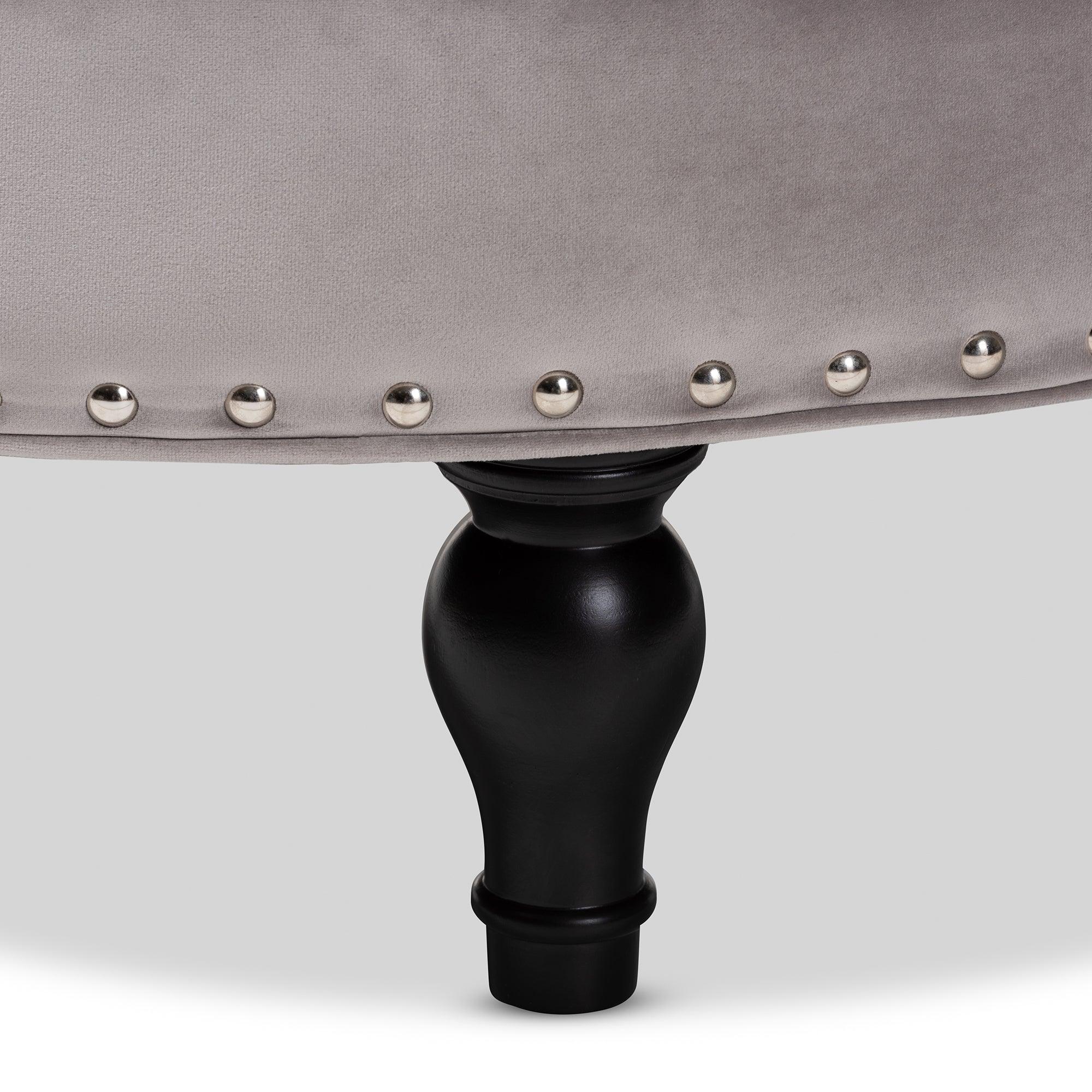 Palfrey Transitional Velvet Fabric Upholstered Button Tufted Cocktail Ottoman