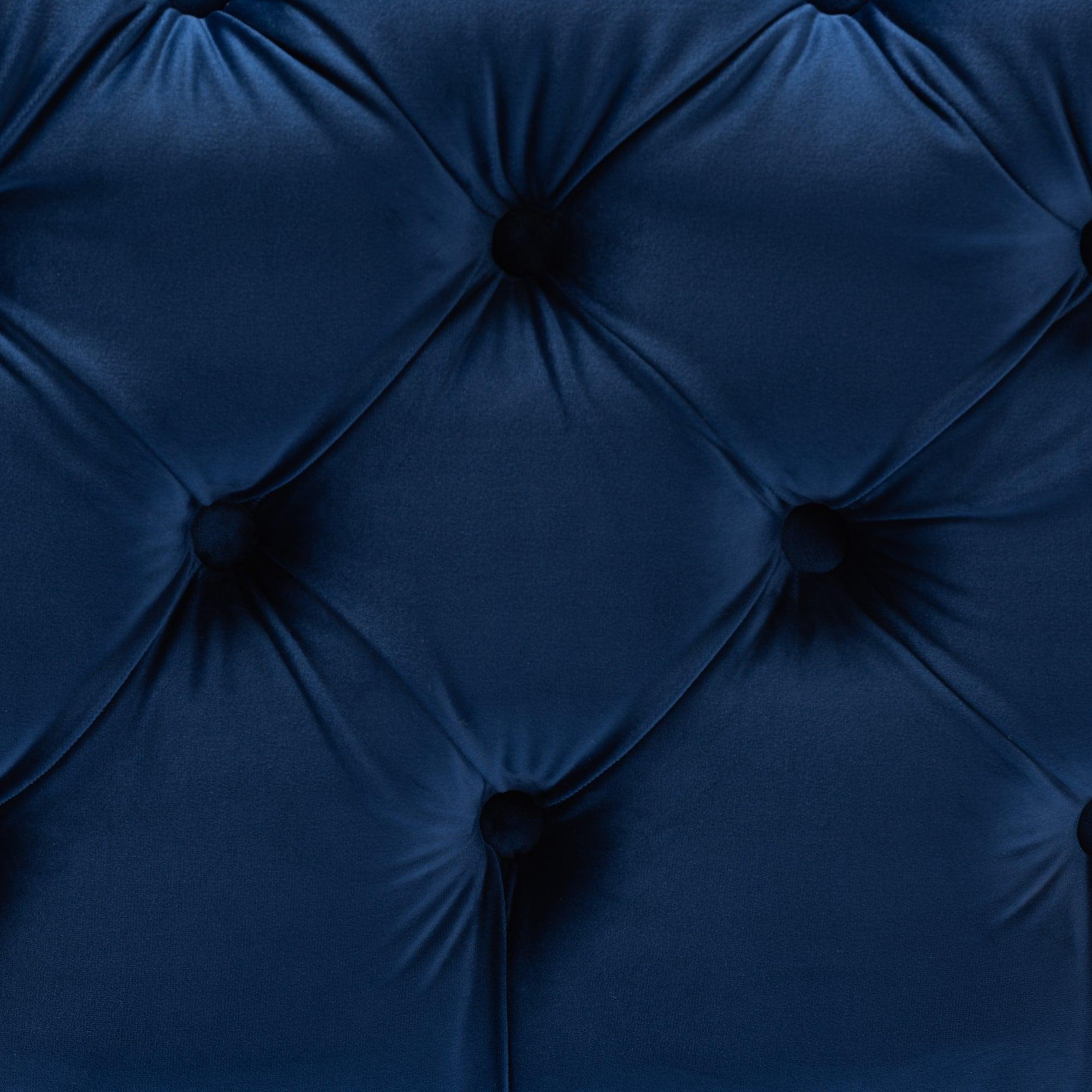 Avara Glam and Luxe Royal Velvet Fabric Upholstered Finished Button Tufted Ottoman