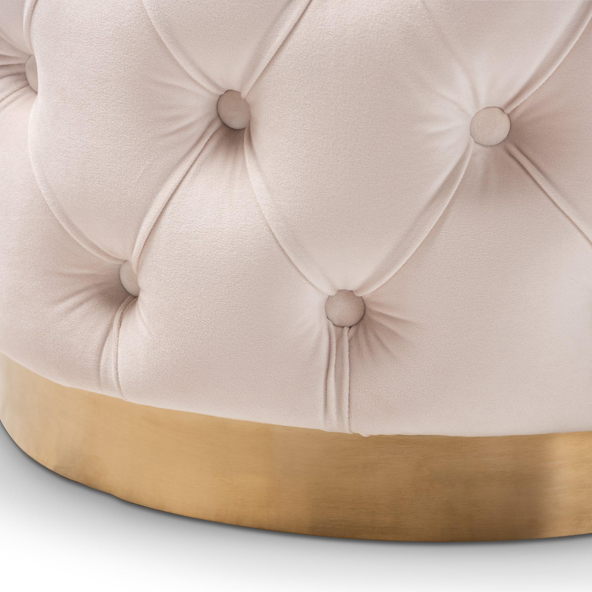 Valeria Glam Light Velvet Fabric Upholstered -Finished Button Tufted Ottoman