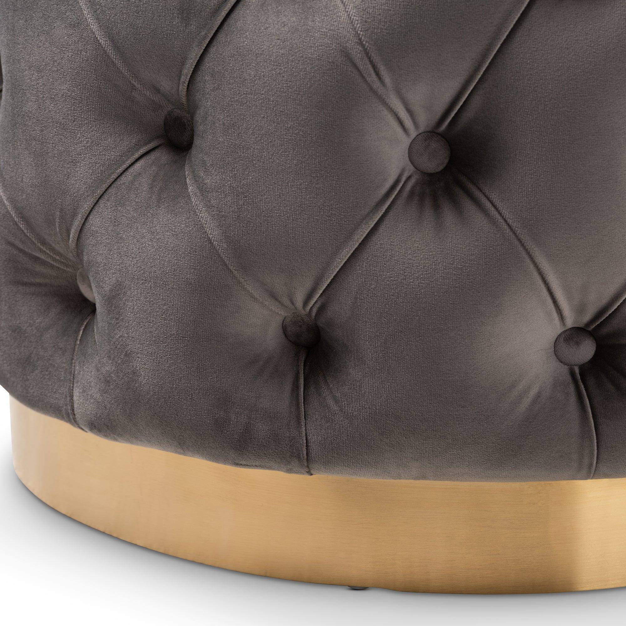 Valeria Glam Velvet Fabric Upholstered -Finished Button Tufted Ottoman