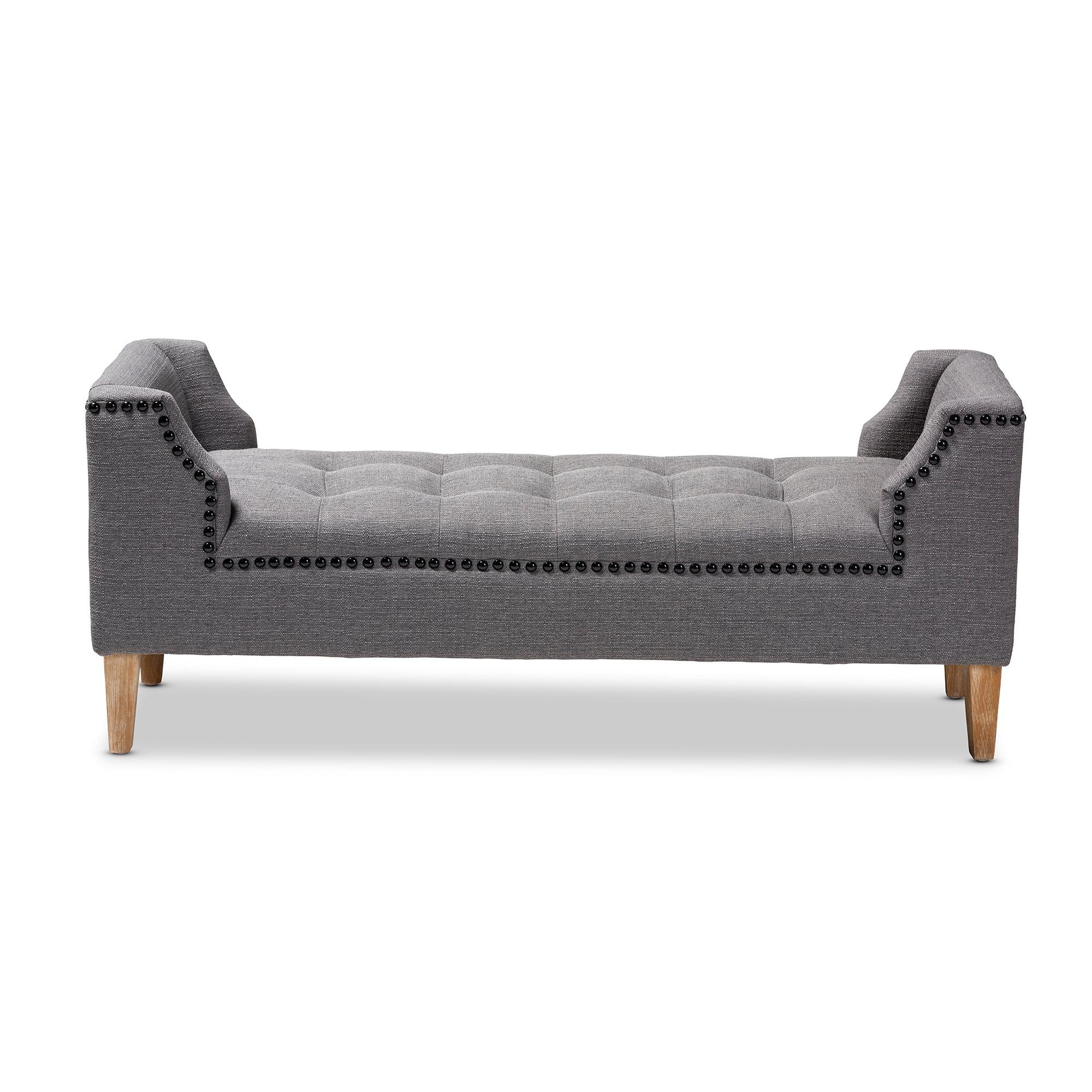 Perret Modern and Contemporary Linen Fabric Upholstered Finished Wood Bench