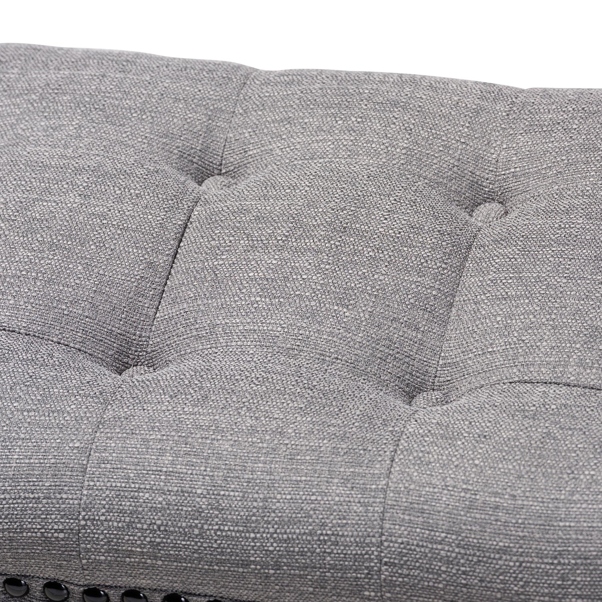 Perret Modern and Contemporary Linen Fabric Upholstered Finished Wood Bench