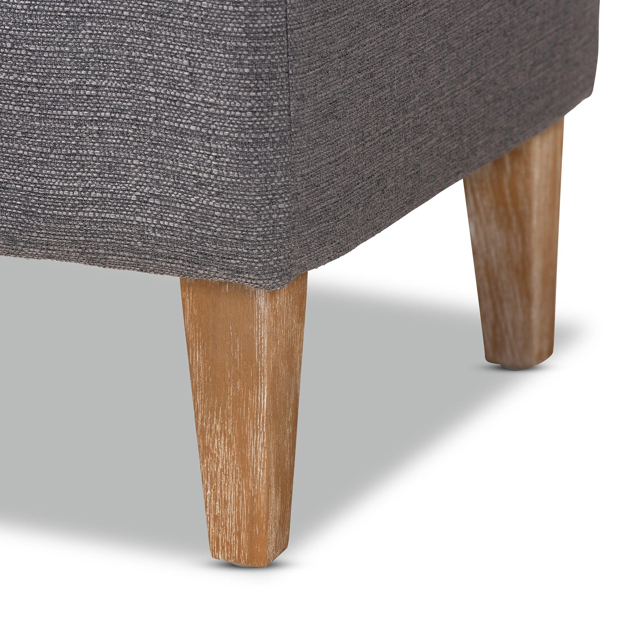 Perret Modern and Contemporary Linen Fabric Upholstered Finished Wood Bench