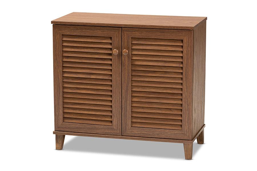 Coolidge Modern and Contemporary Finished 4-Shelf Wood Shoe Storage Cabinet