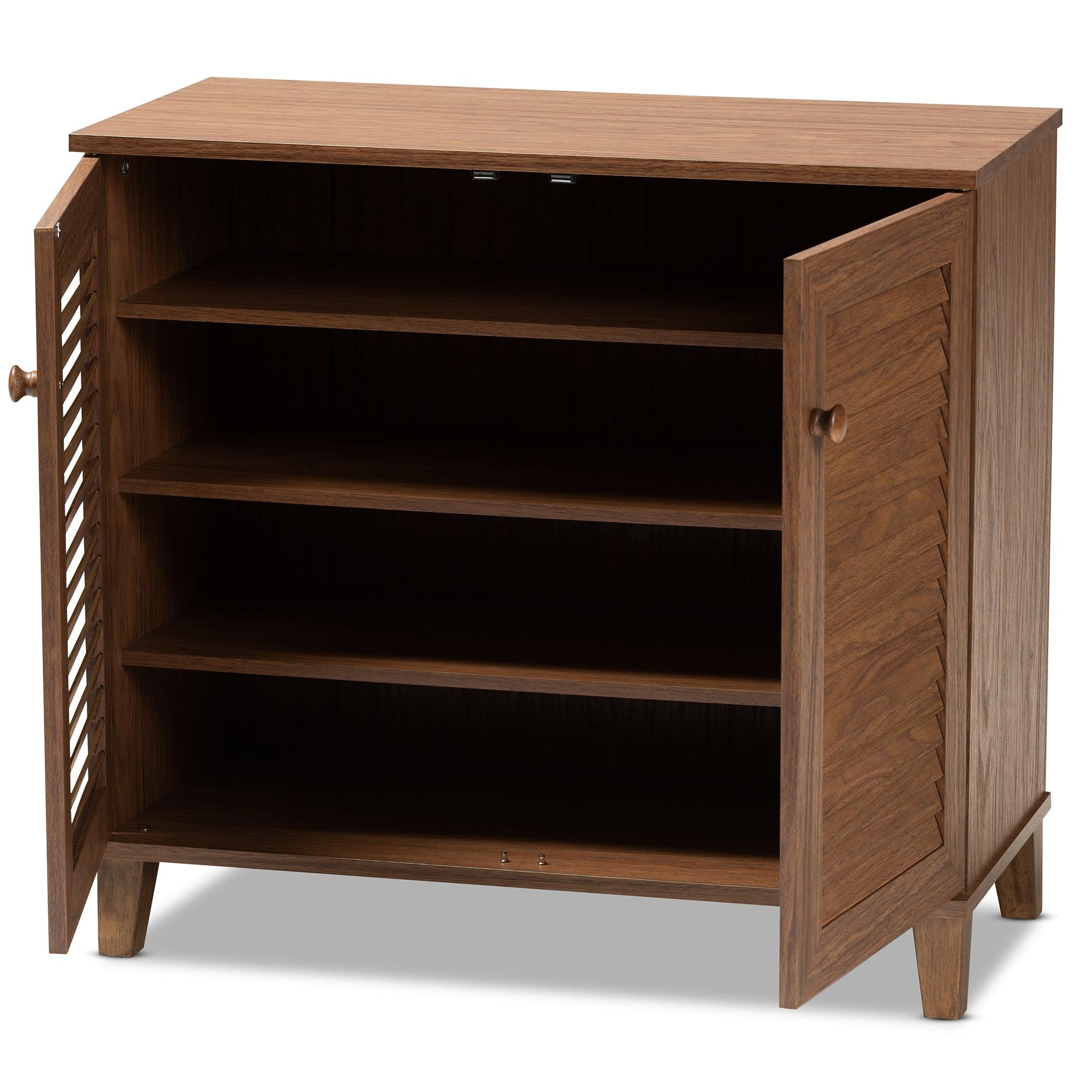 Coolidge Modern and Contemporary Finished 4-Shelf Wood Shoe Storage Cabinet