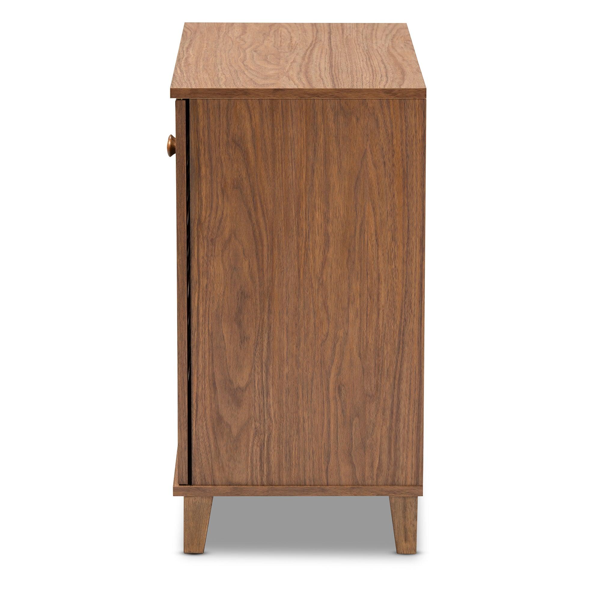 Coolidge Modern and Contemporary Finished 4-Shelf Wood Shoe Storage Cabinet