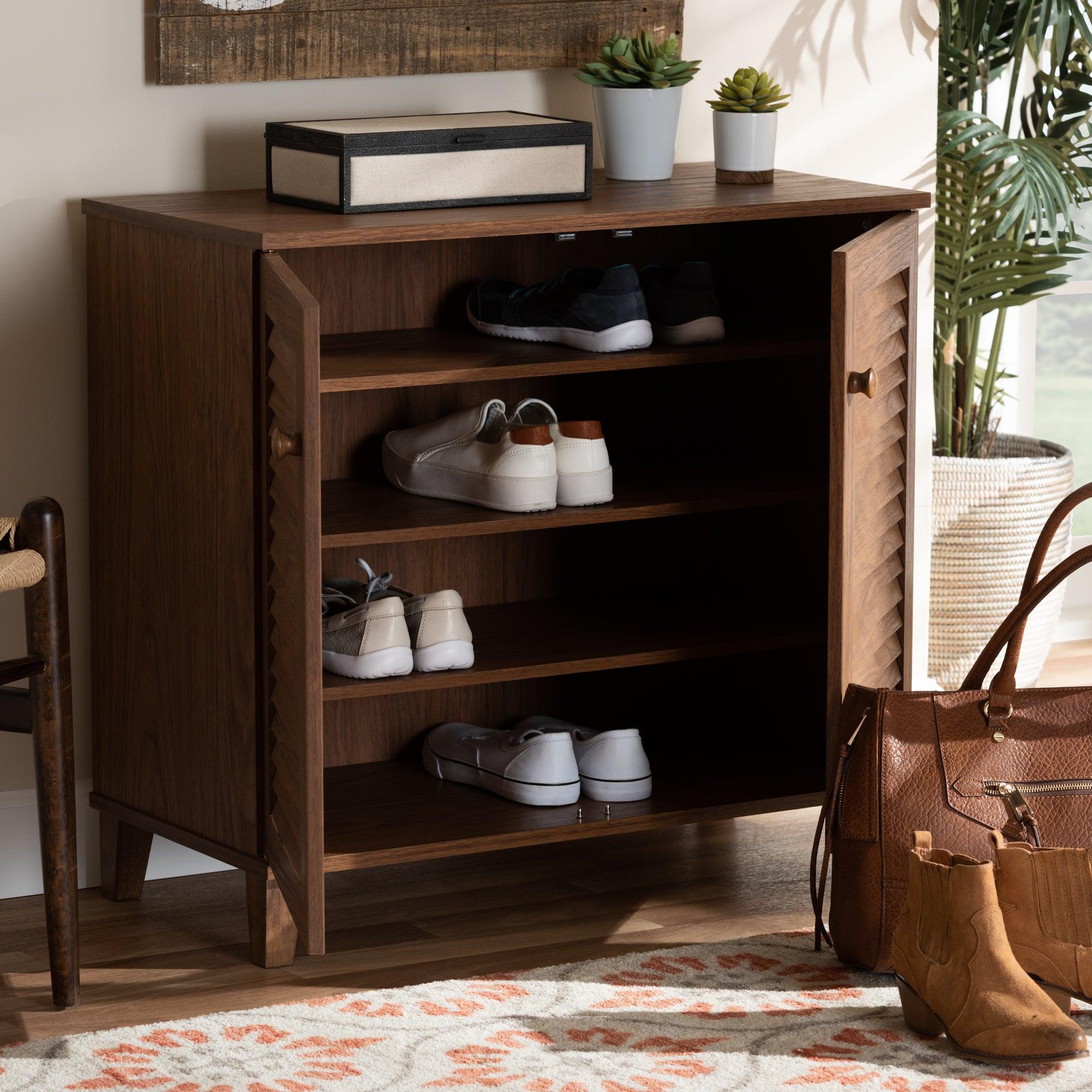 Coolidge Modern and Contemporary Finished 4-Shelf Wood Shoe Storage Cabinet