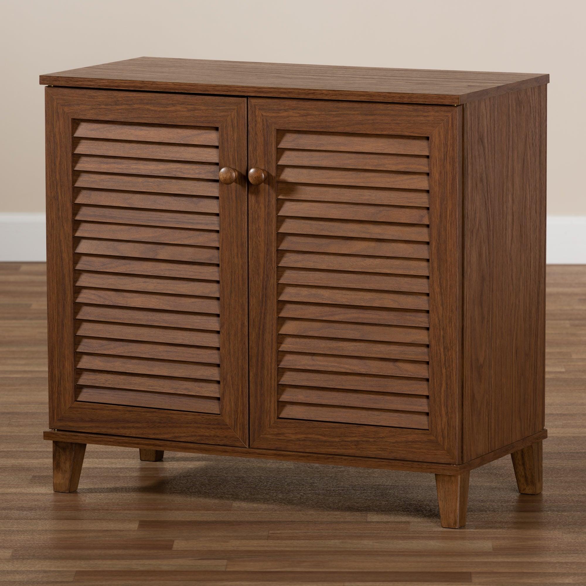 Coolidge Modern and Contemporary Finished 4-Shelf Wood Shoe Storage Cabinet