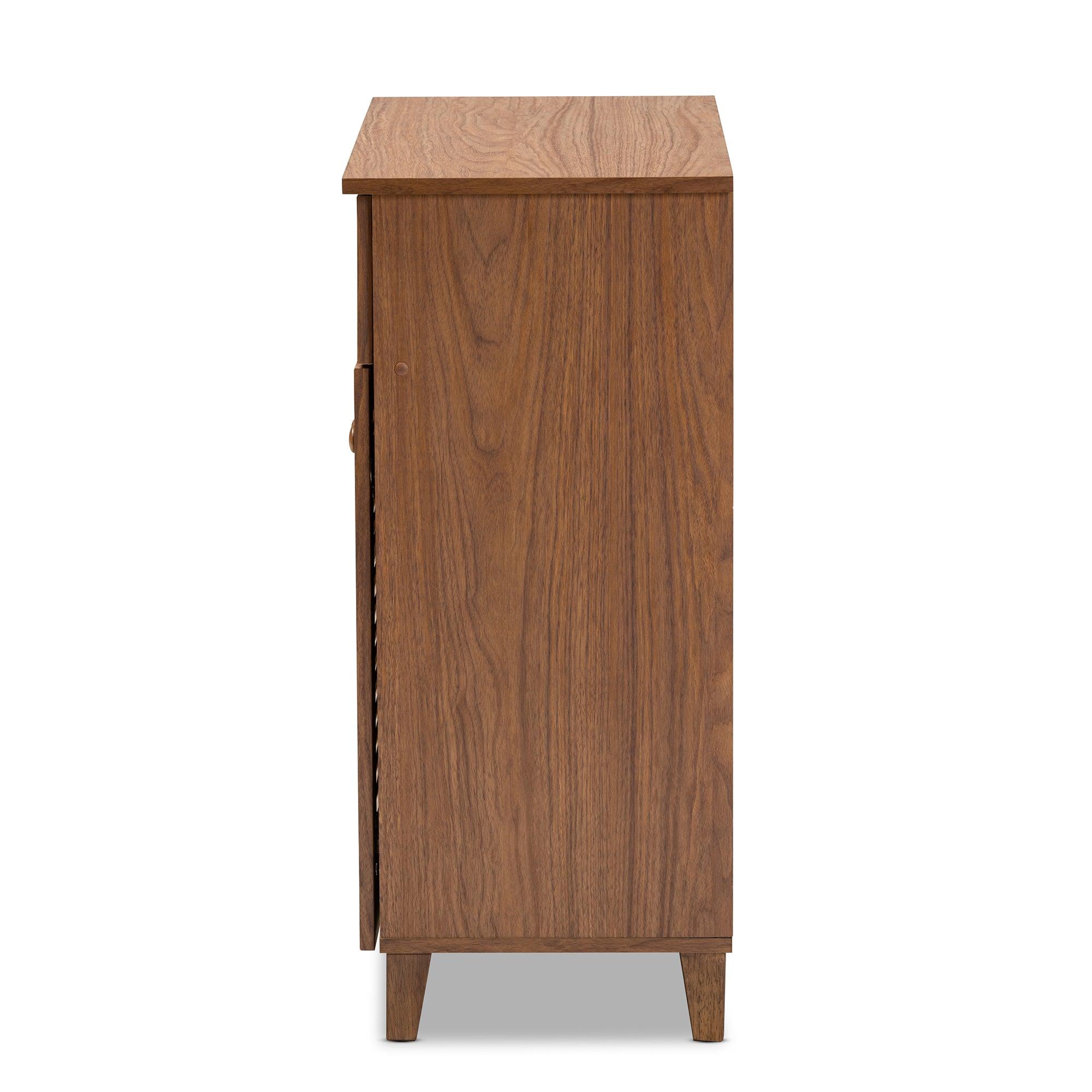 Coolidge Modern and Contemporary Finished 4-Shelf Wood Shoe Storage Cabinet with Drawer