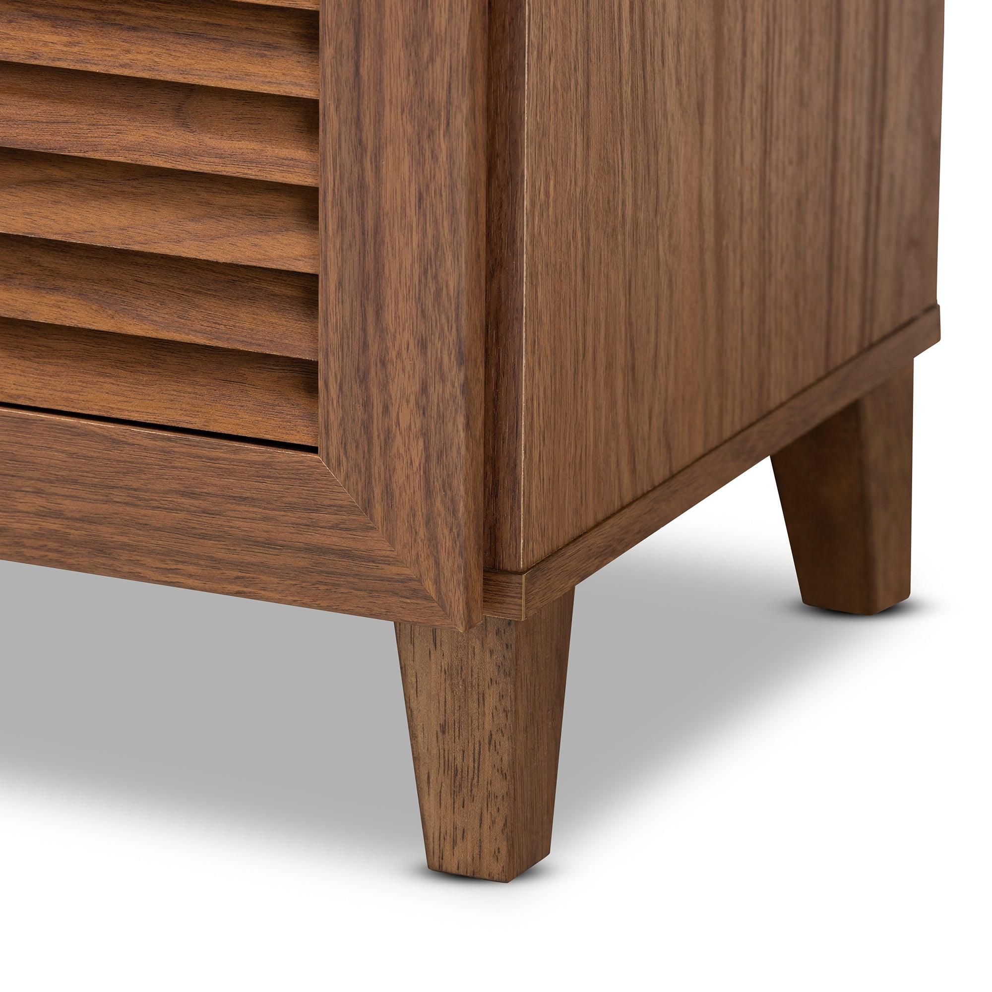 Coolidge Modern and Contemporary Finished 4-Shelf Wood Shoe Storage Cabinet with Drawer