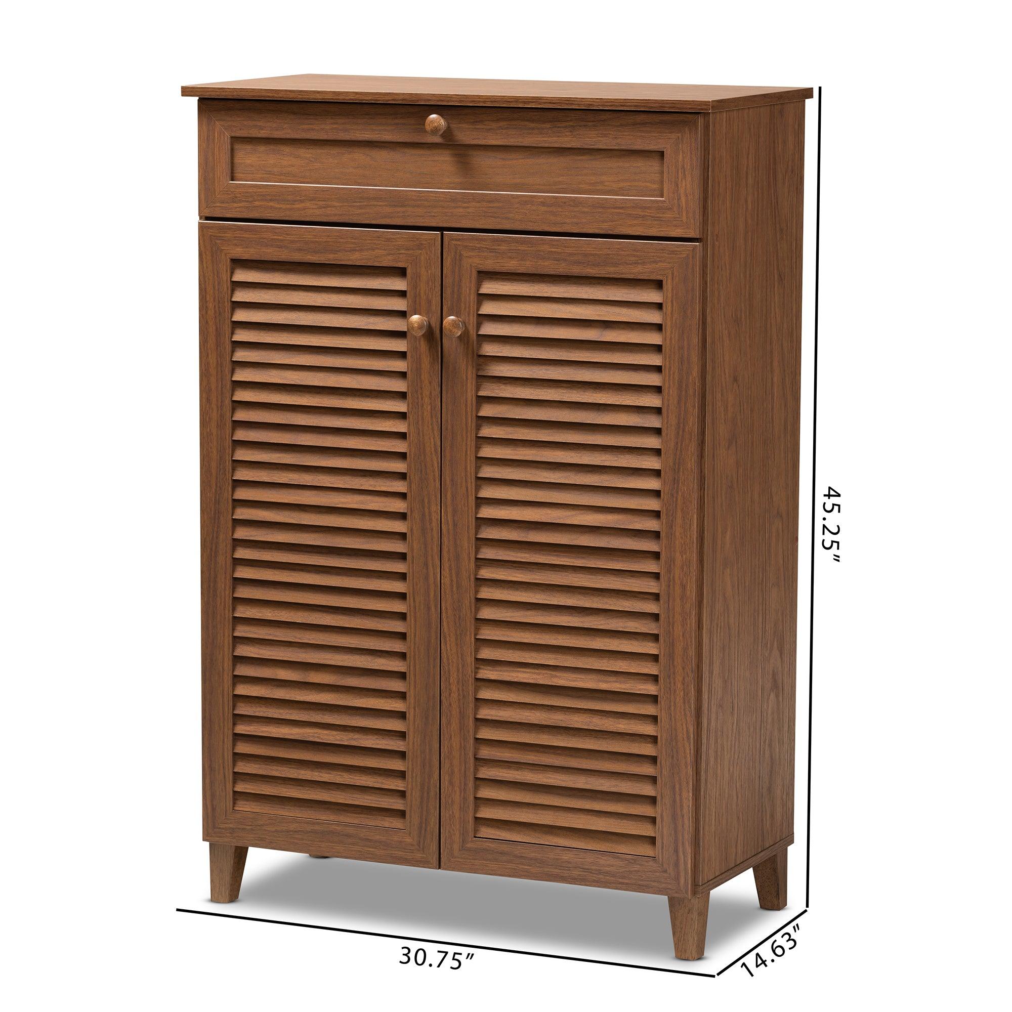 Coolidge Modern and Contemporary Finished 5-Shelf Wood Shoe Storage Cabinet with Drawer