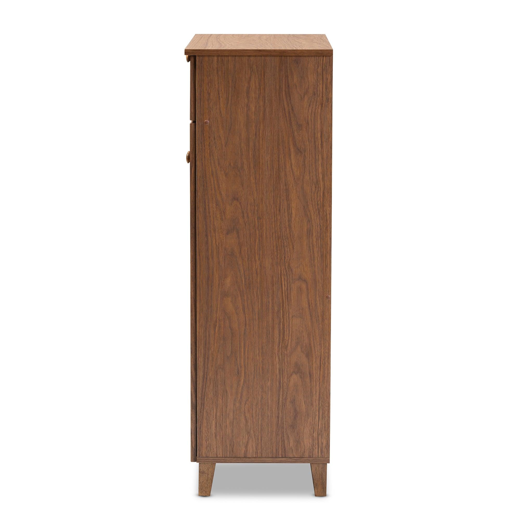 Coolidge Modern and Contemporary Finished 5-Shelf Wood Shoe Storage Cabinet with Drawer