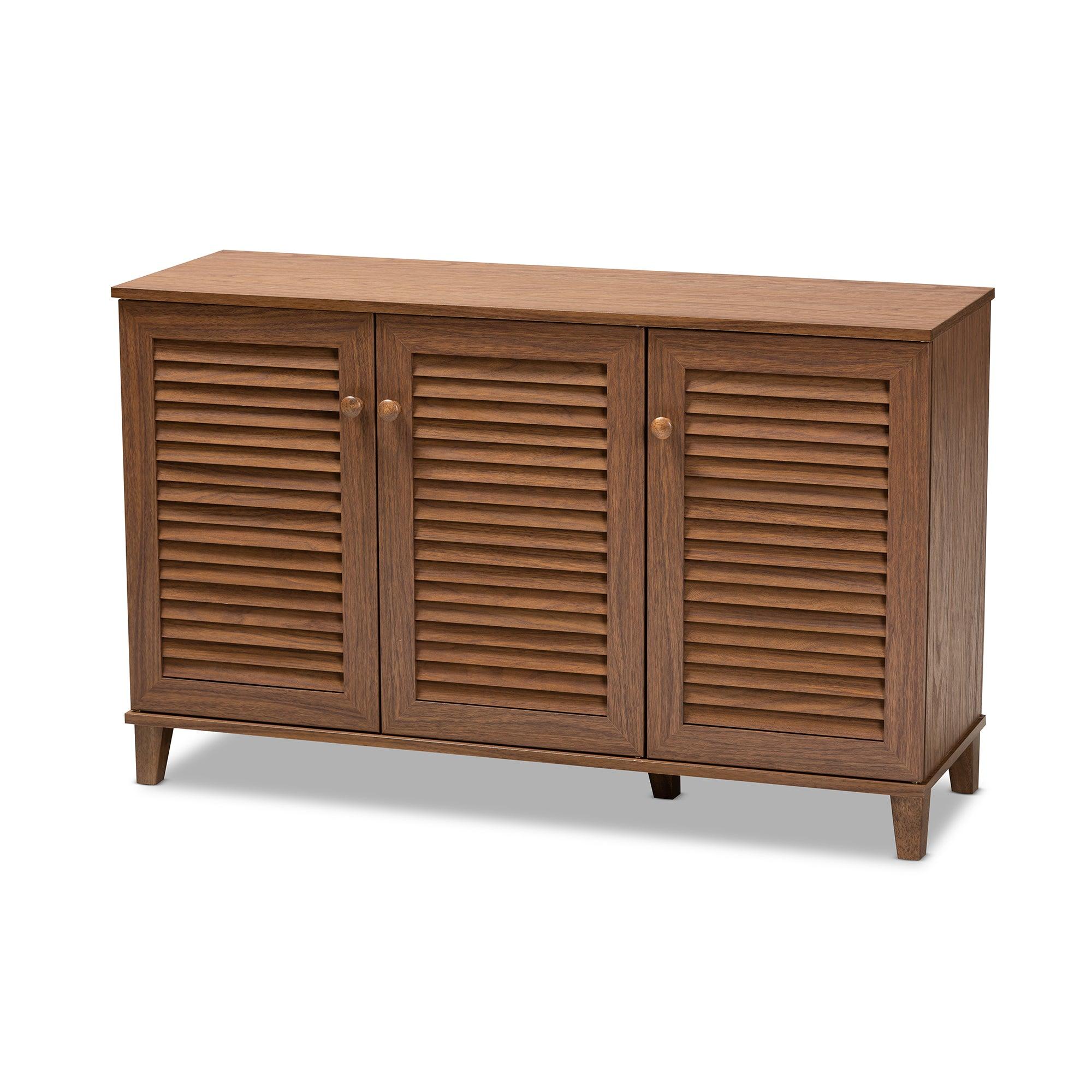 Coolidge Modern and Contemporary Finished 8-Shelf Wood Shoe Storage Cabinet