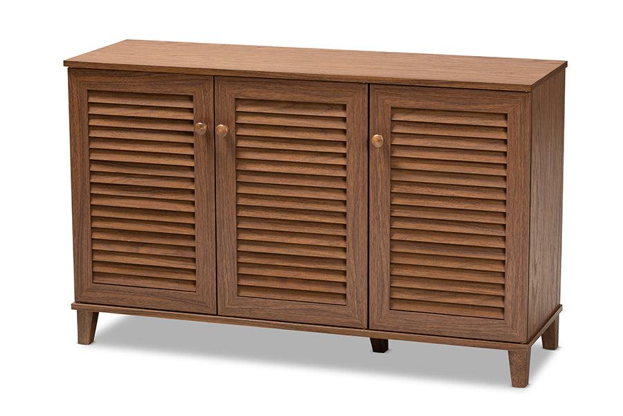 Coolidge Modern and Contemporary Finished 8-Shelf Wood Shoe Storage Cabinet