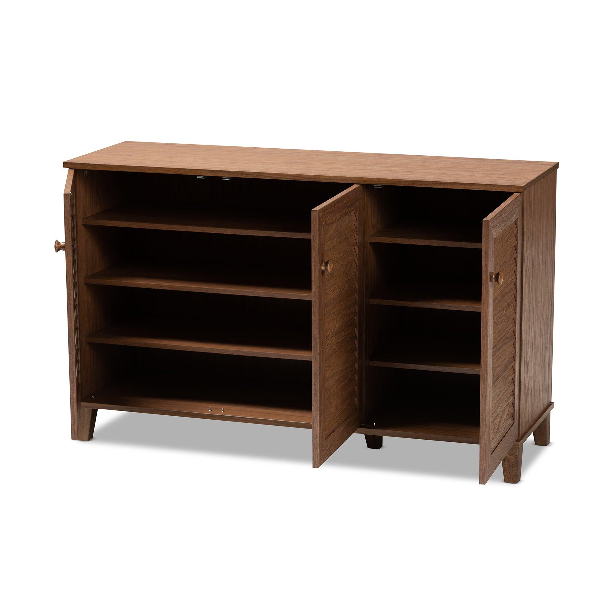 Coolidge Modern and Contemporary Finished 8-Shelf Wood Shoe Storage Cabinet