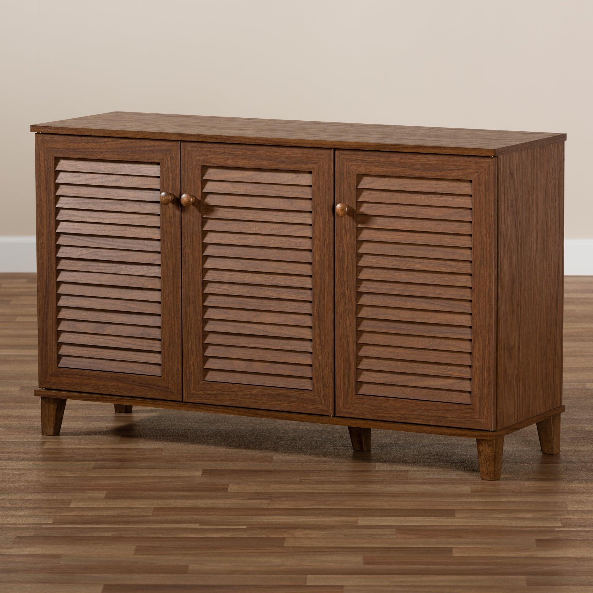 Coolidge Modern and Contemporary Finished 8-Shelf Wood Shoe Storage Cabinet