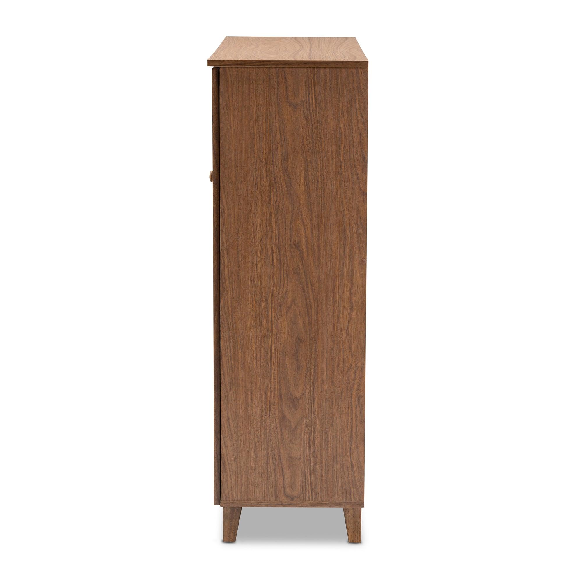 Coolidge Modern and Contemporary Finished 11-Shelf Wood Shoe Storage Cabinet with Drawer