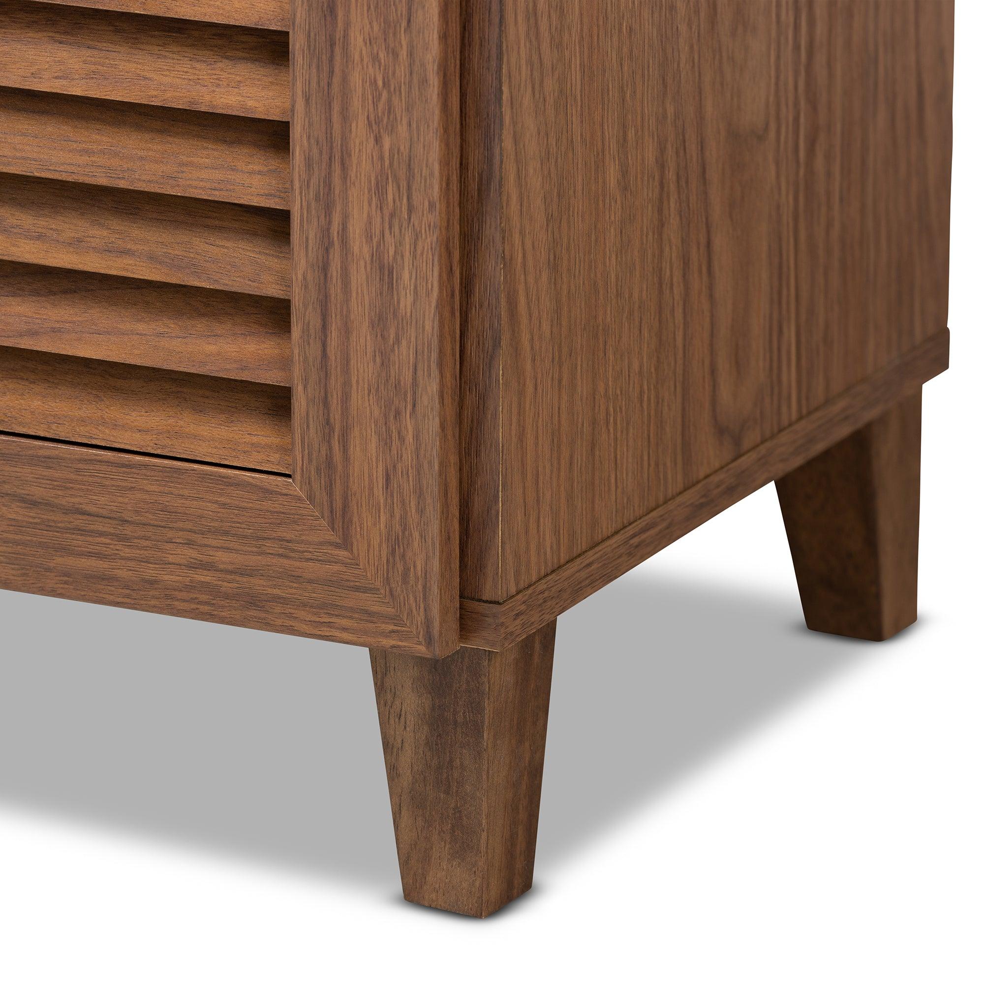 Coolidge Modern and Contemporary Finished 11-Shelf Wood Shoe Storage Cabinet with Drawer