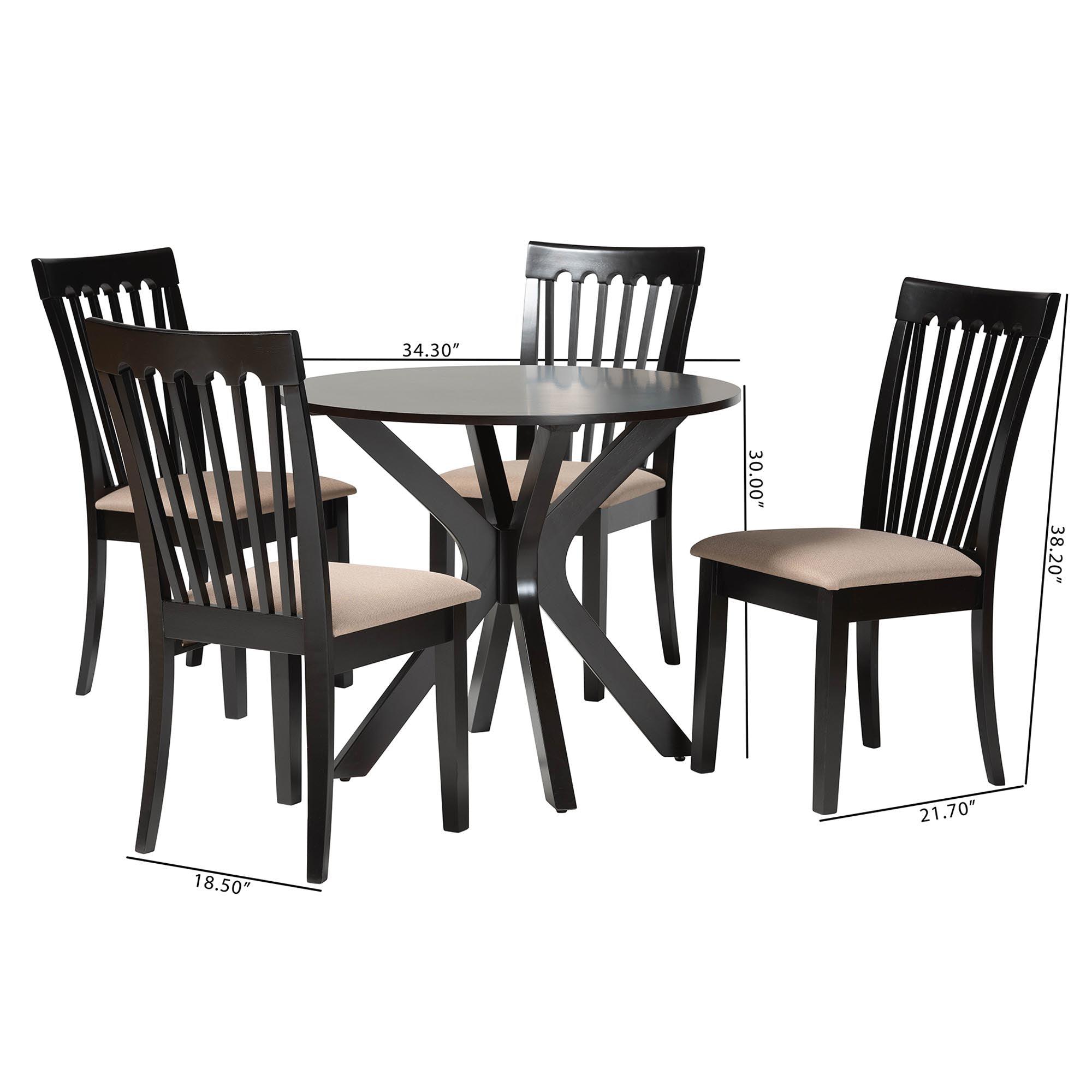 Lore Modern Sand Fabric and Finished Wood 5-Piece Dining Set