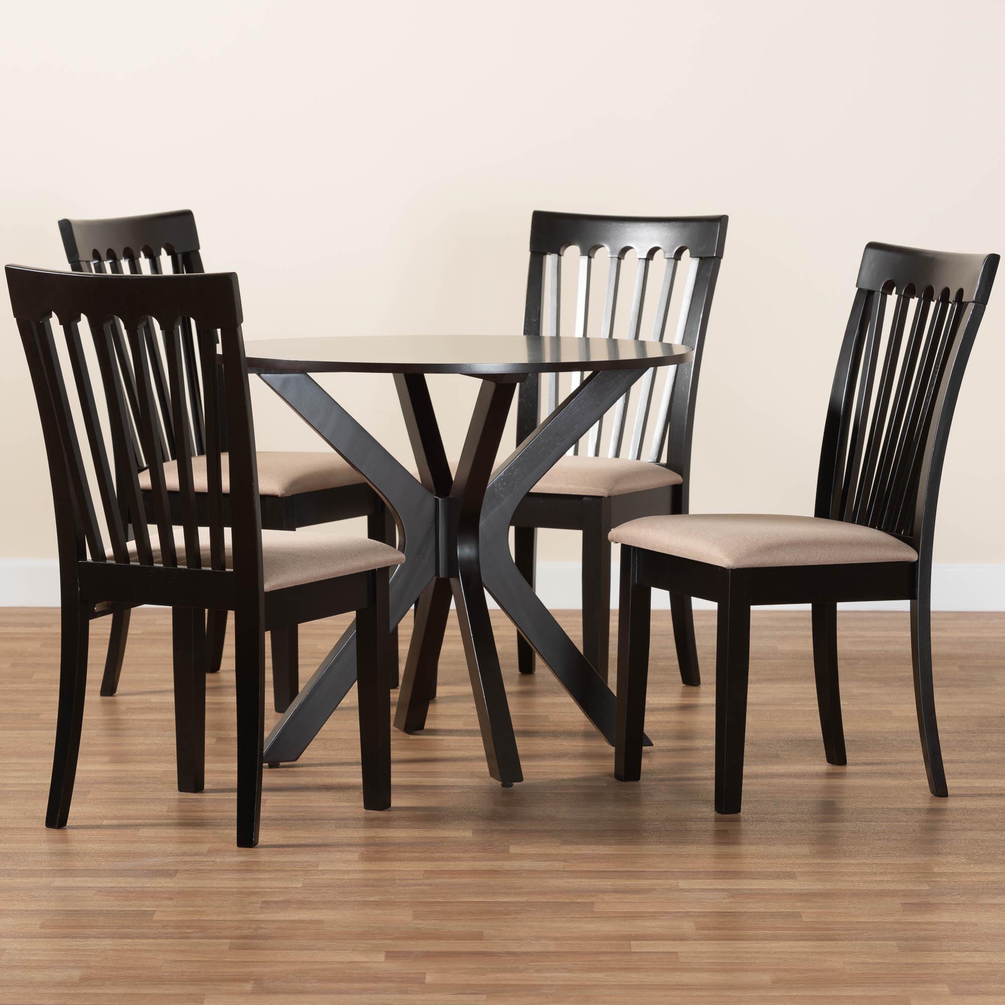 Lore Modern Sand Fabric and Finished Wood 5-Piece Dining Set