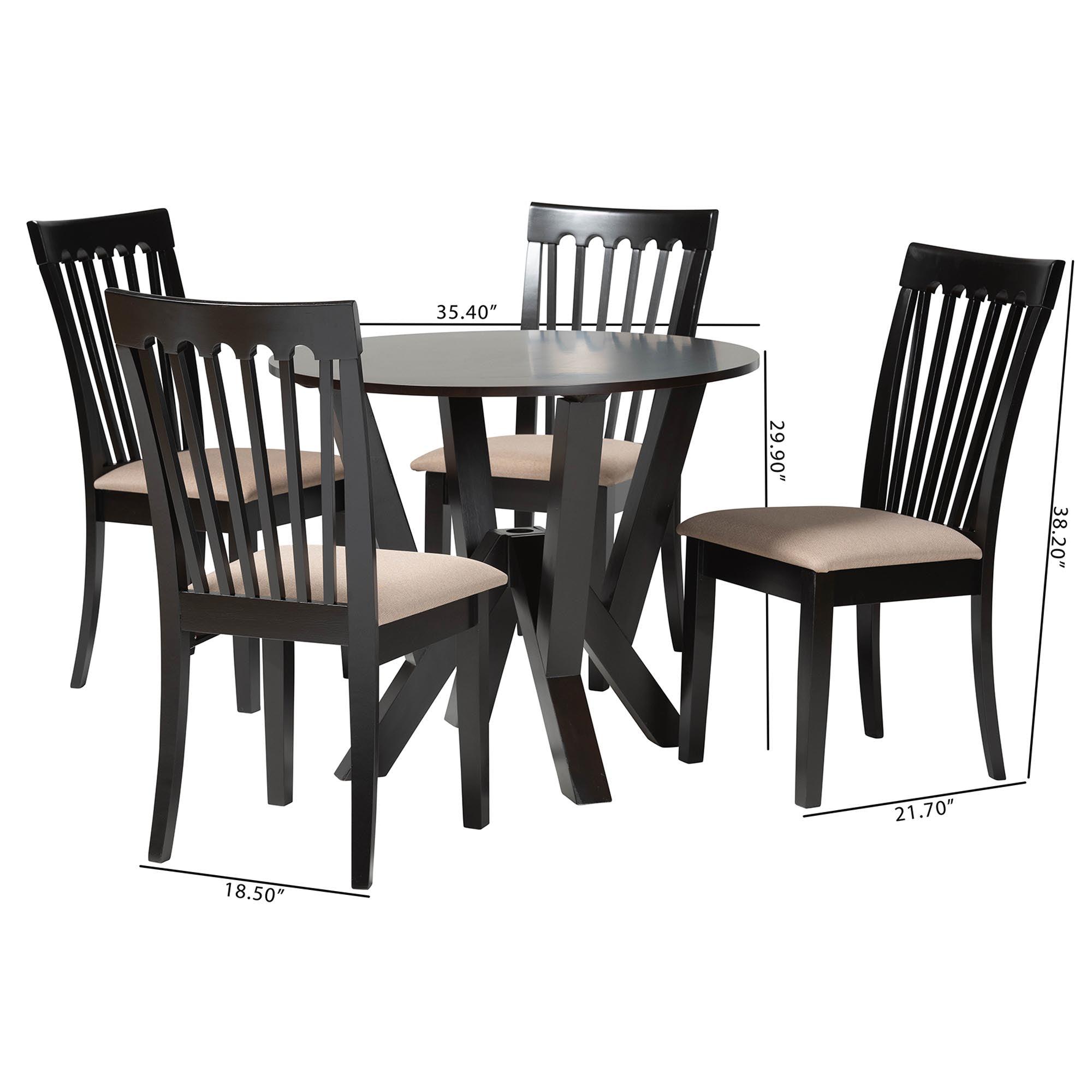 Marian Modern Sand Fabric and Finished Wood 5-Piece Dining Set