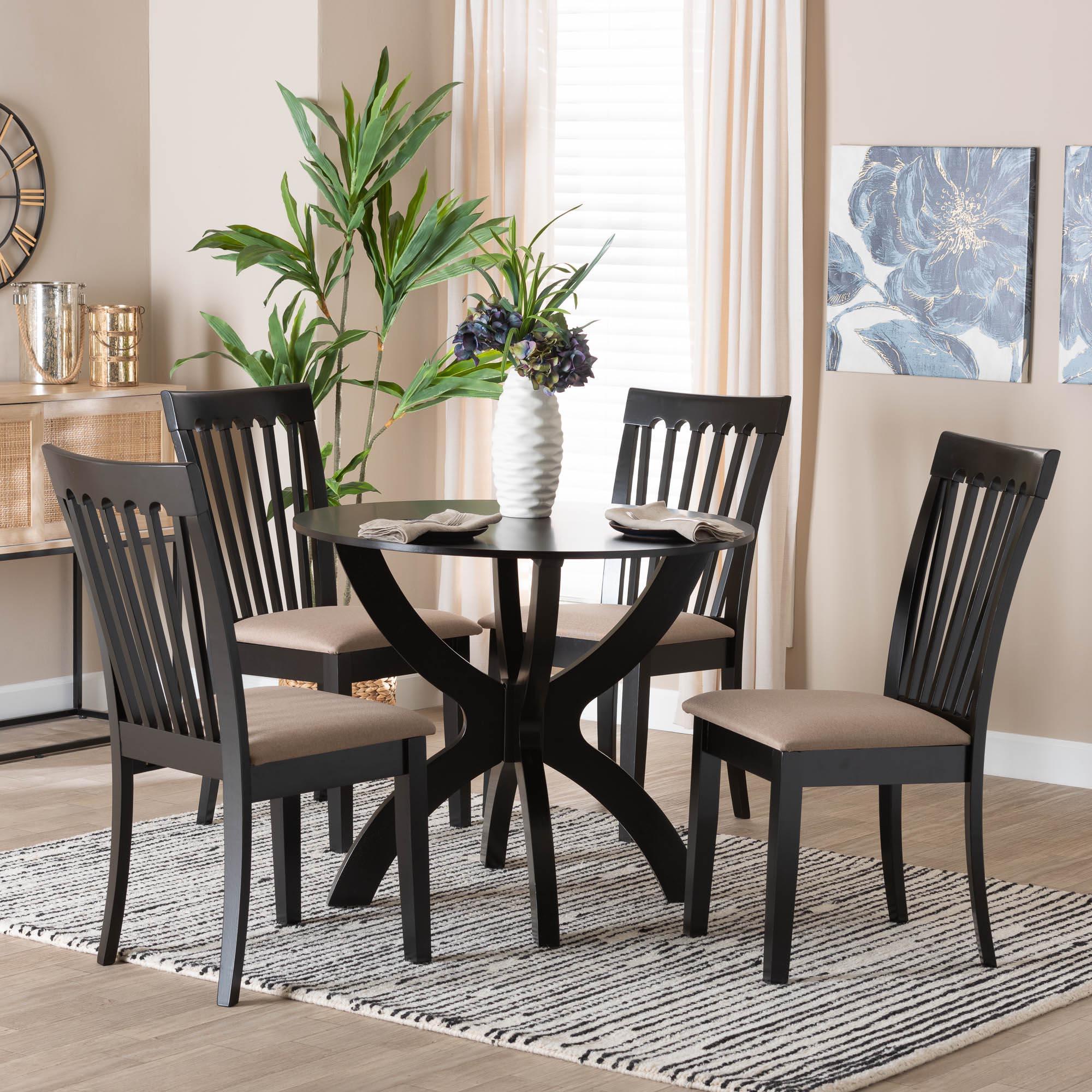 Bailey Modern Sand Fabric and Finished Wood 5-Piece Dining Set