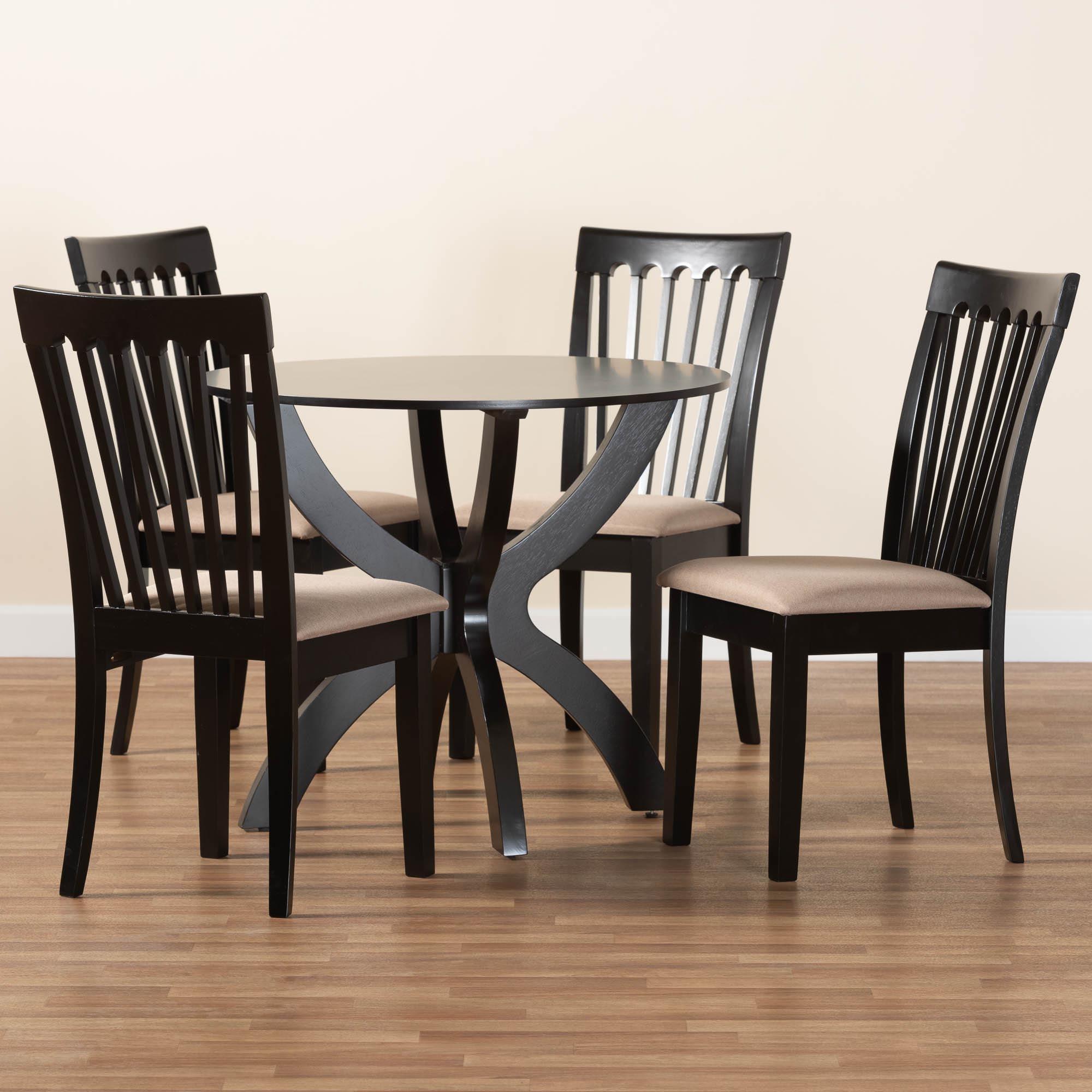 Bailey Modern Sand Fabric and Finished Wood 5-Piece Dining Set