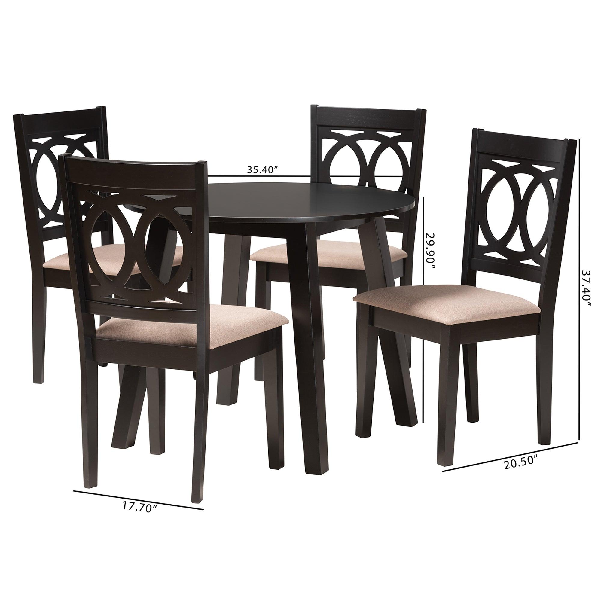 Louisa Modern Fabric and Finished Wood 5-Piece Dining Set