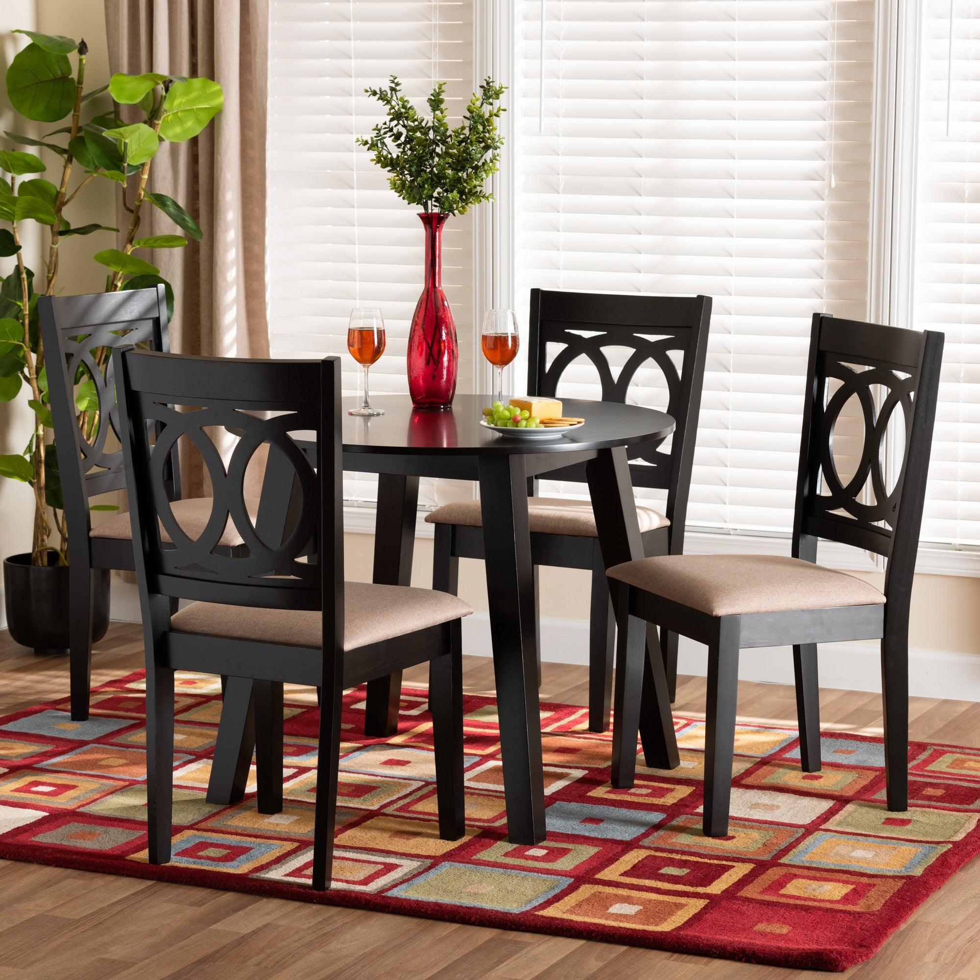 Louisa Modern Fabric and Finished Wood 5-Piece Dining Set